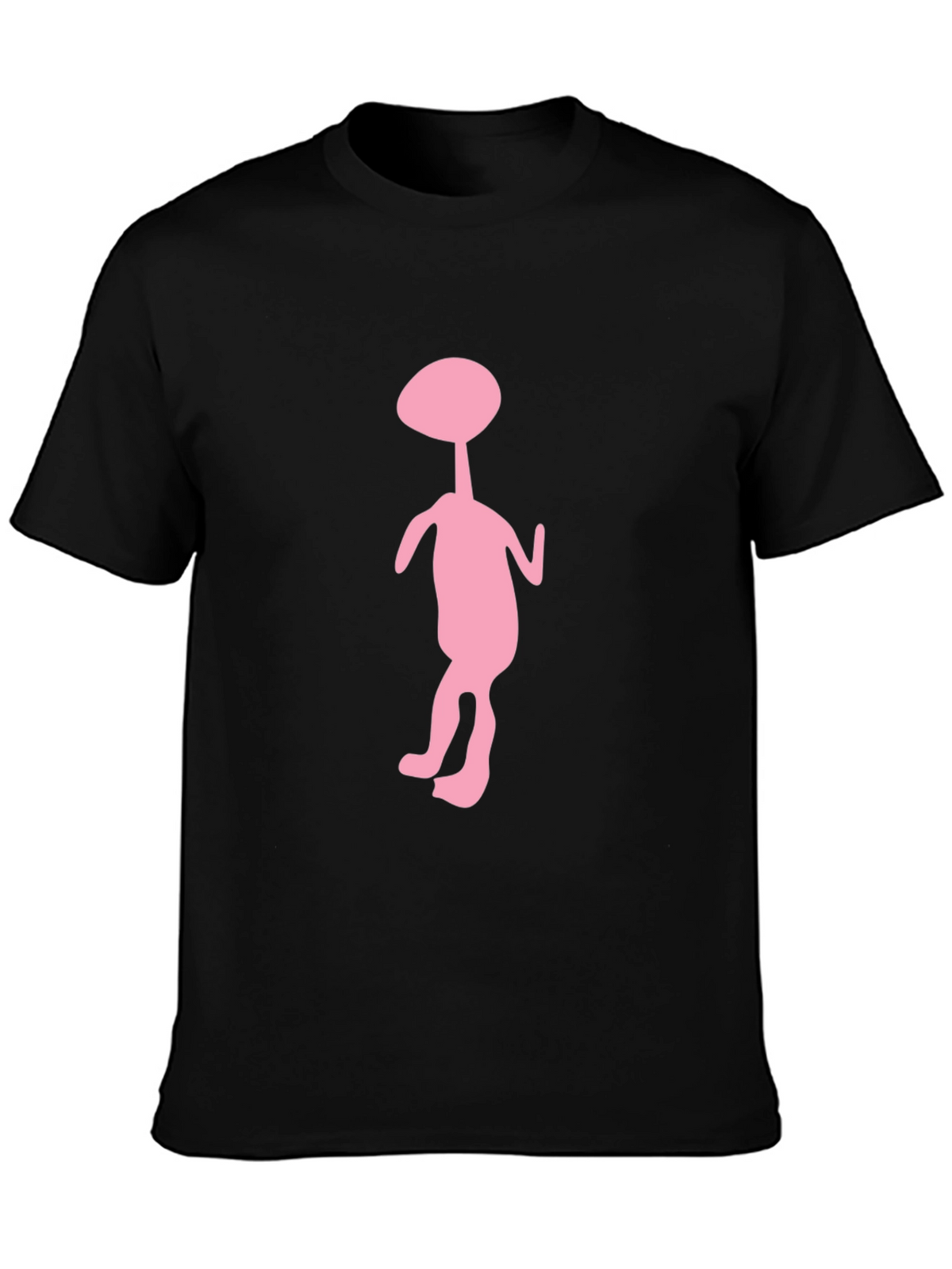Mens Black T-Shirt with Pink Alien Graphic