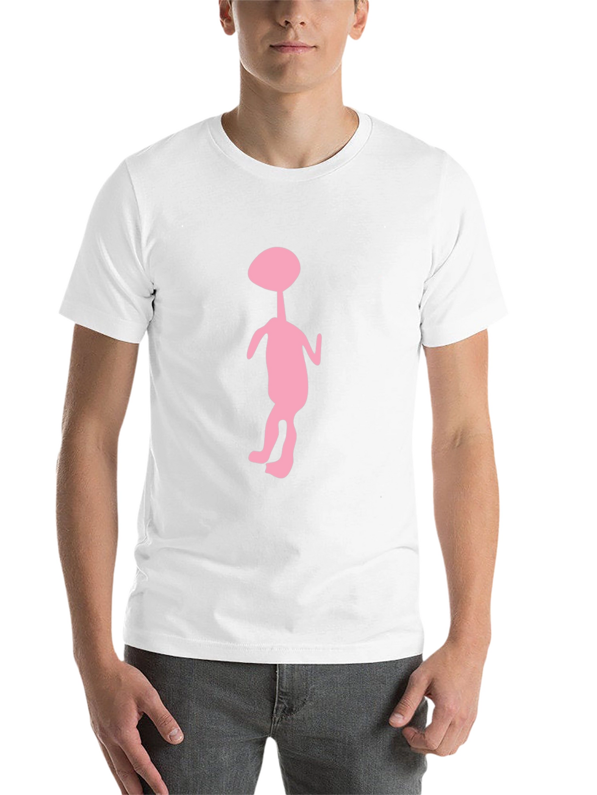 Mens Black T-Shirt with Pink Alien Graphic