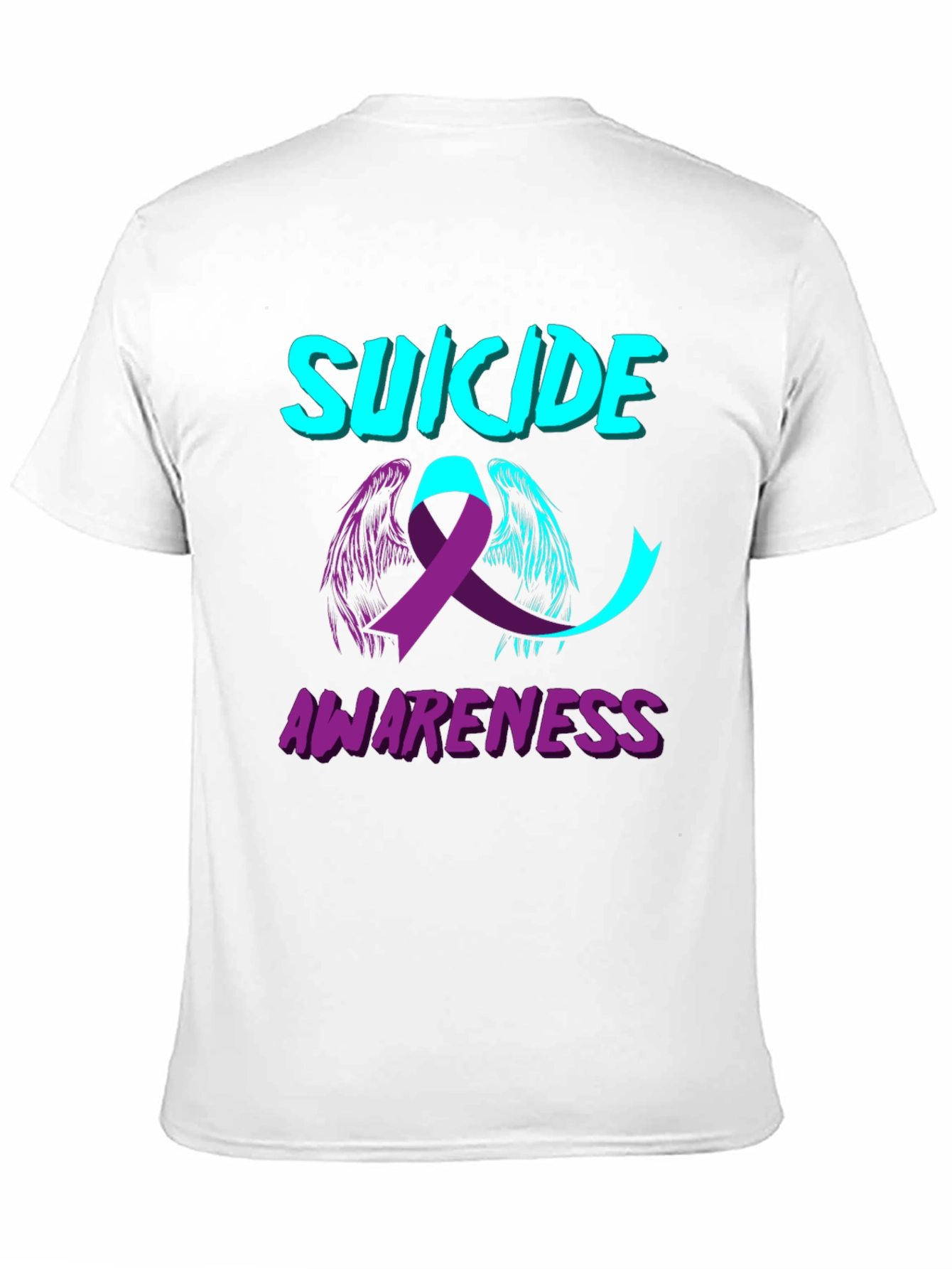 Suicide Awareness T-Shirt Angel Ribbon Black