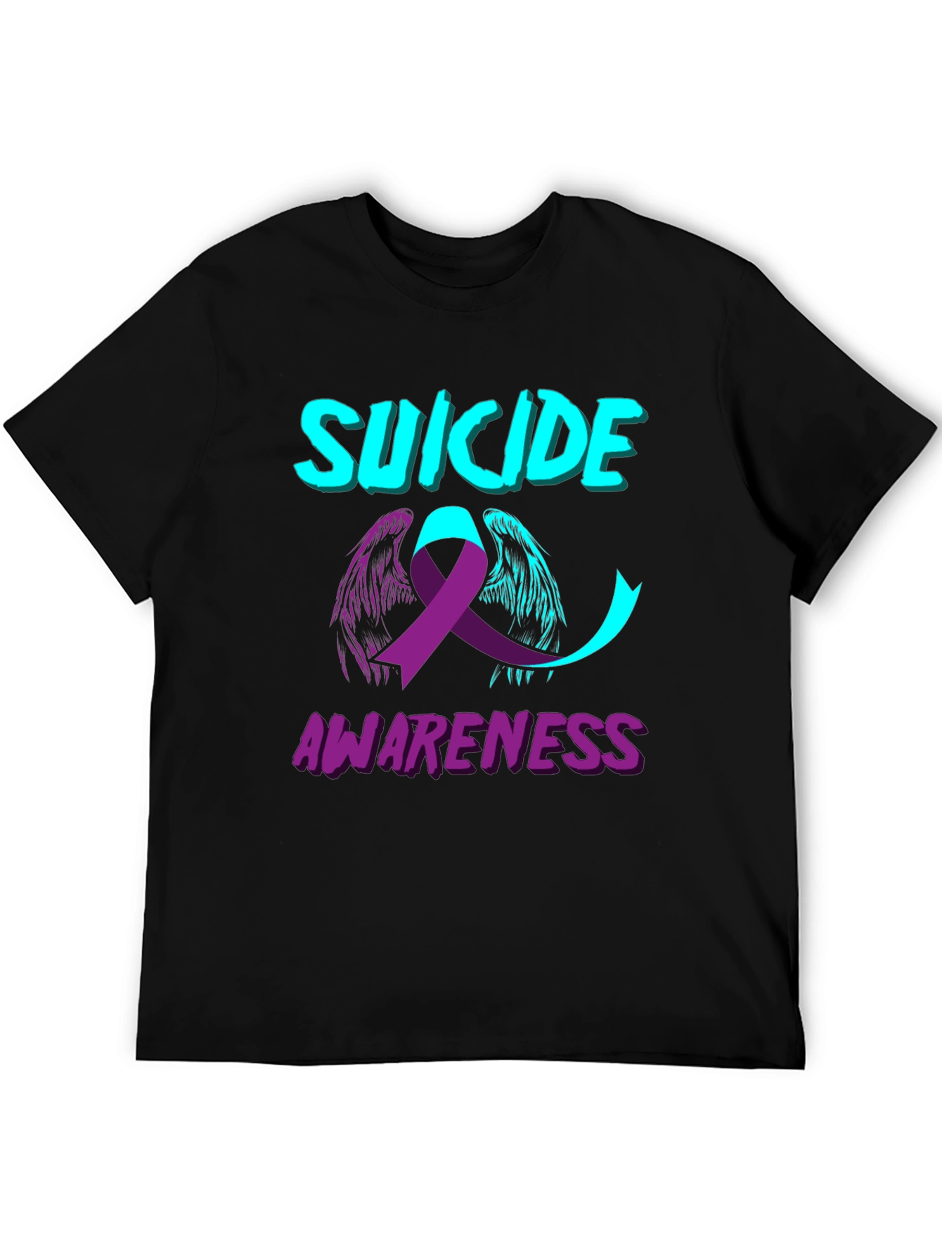 Suicide Awareness T-Shirt Angel Ribbon Black