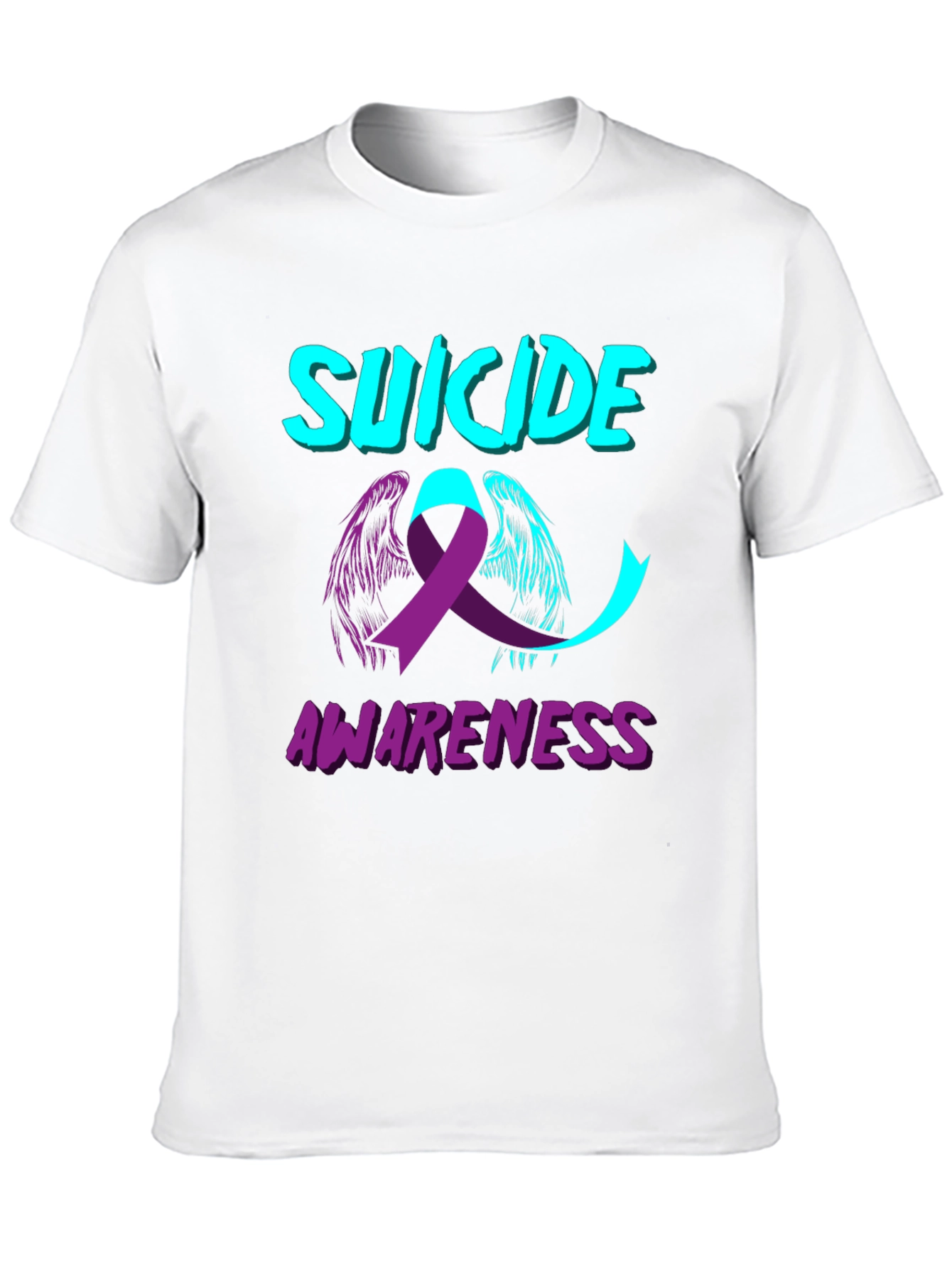 Suicide Awareness T-Shirt Angel Ribbon Black