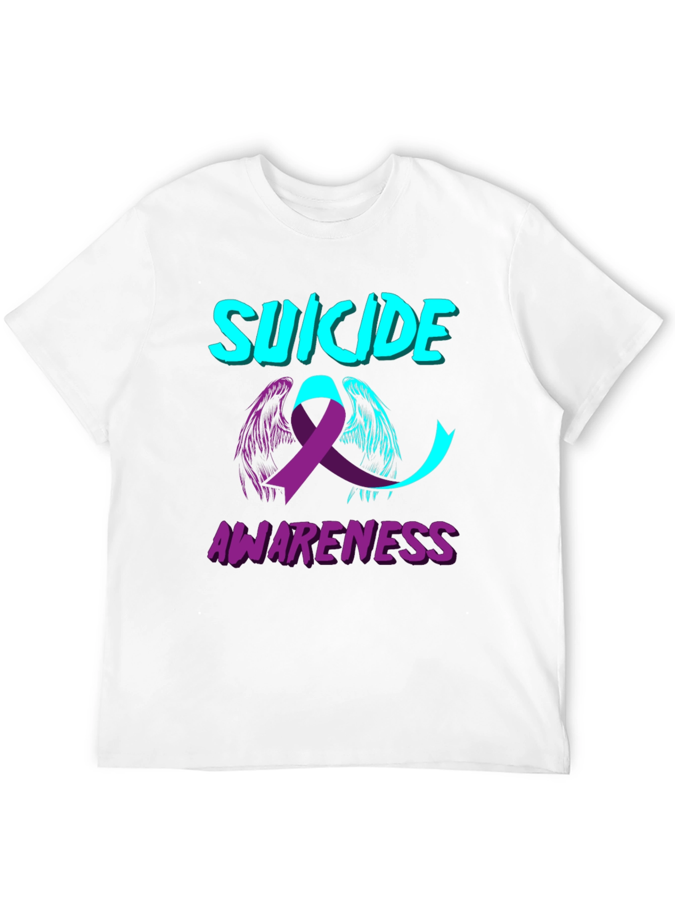 Suicide Awareness T-Shirt Angel Ribbon Black