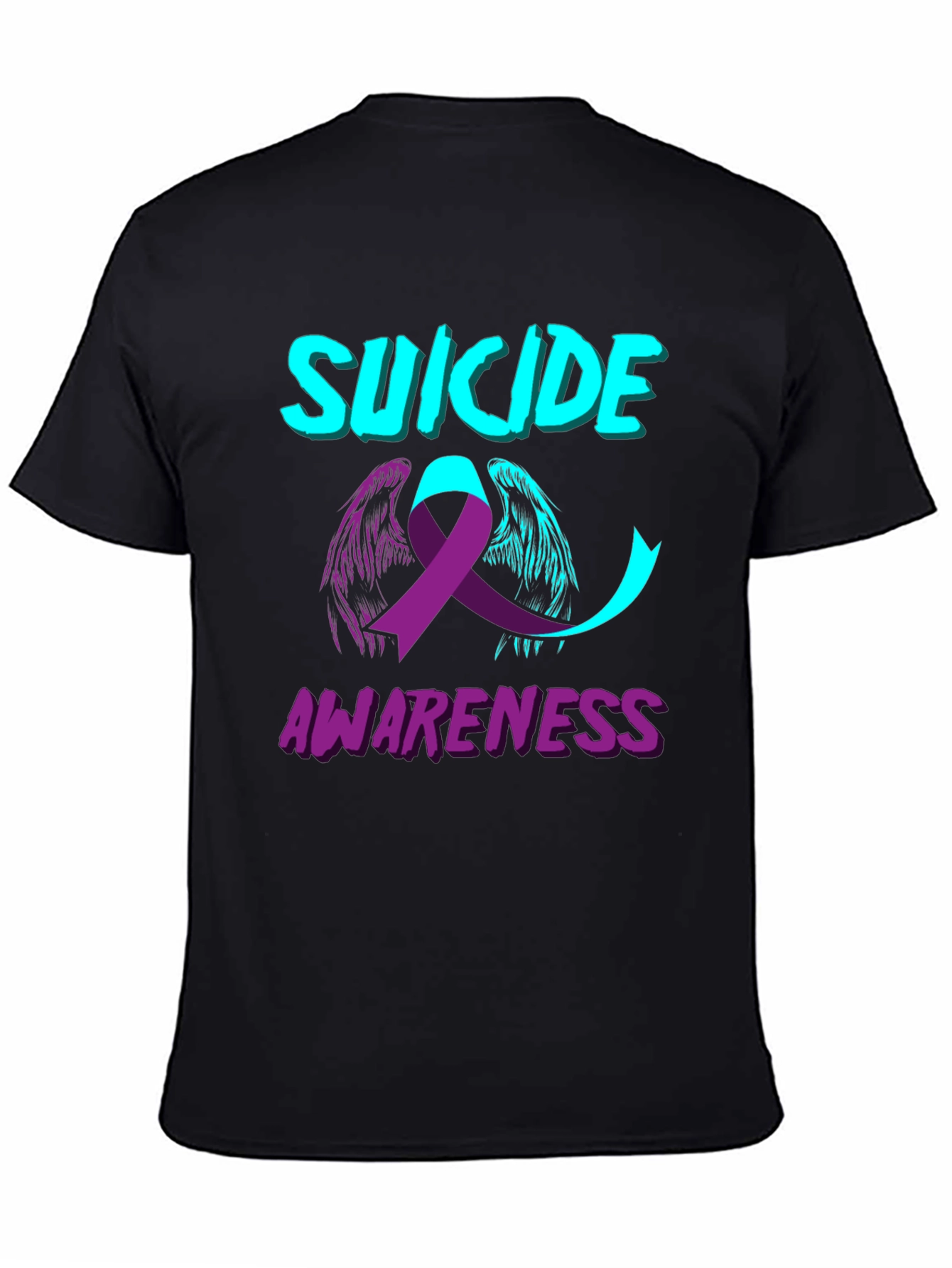 Suicide Awareness T-Shirt Angel Ribbon Black