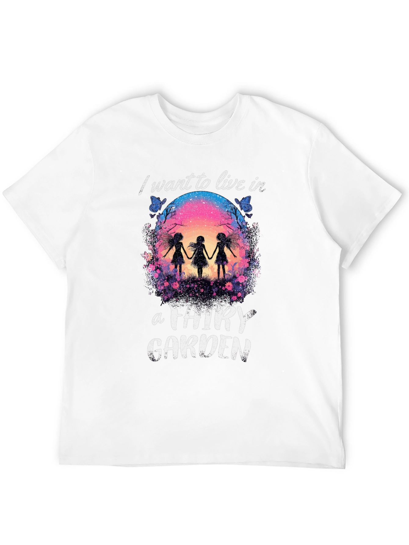 Fairy Garden Graphic Tee - Whimsical Black T-Shirt