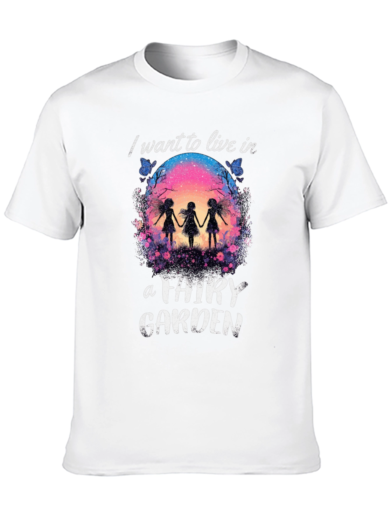 Fairy Garden Graphic Tee - Whimsical Black T-Shirt
