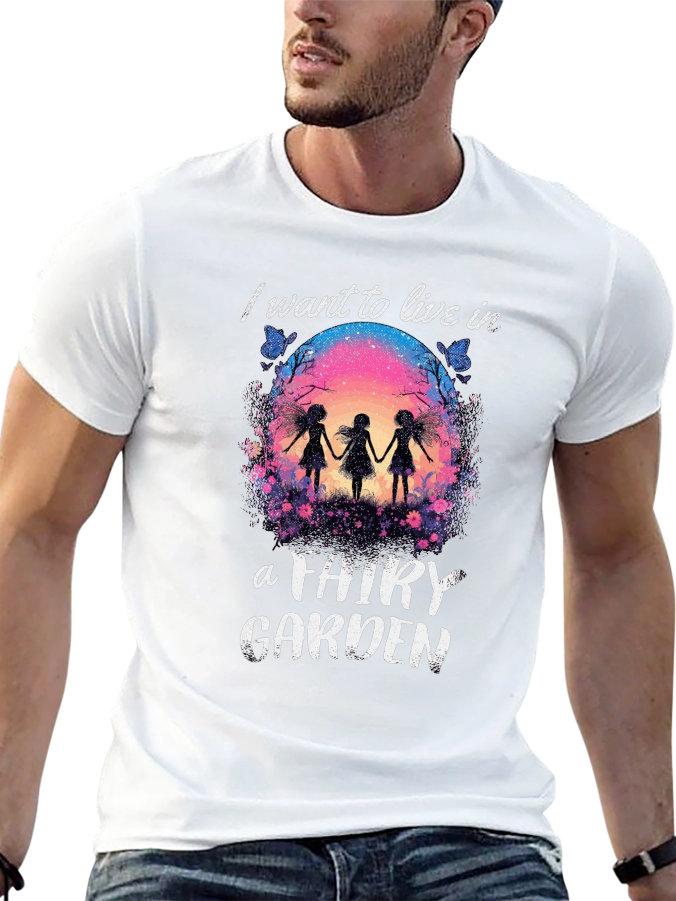 Fairy Garden Graphic Tee - Whimsical Black T-Shirt