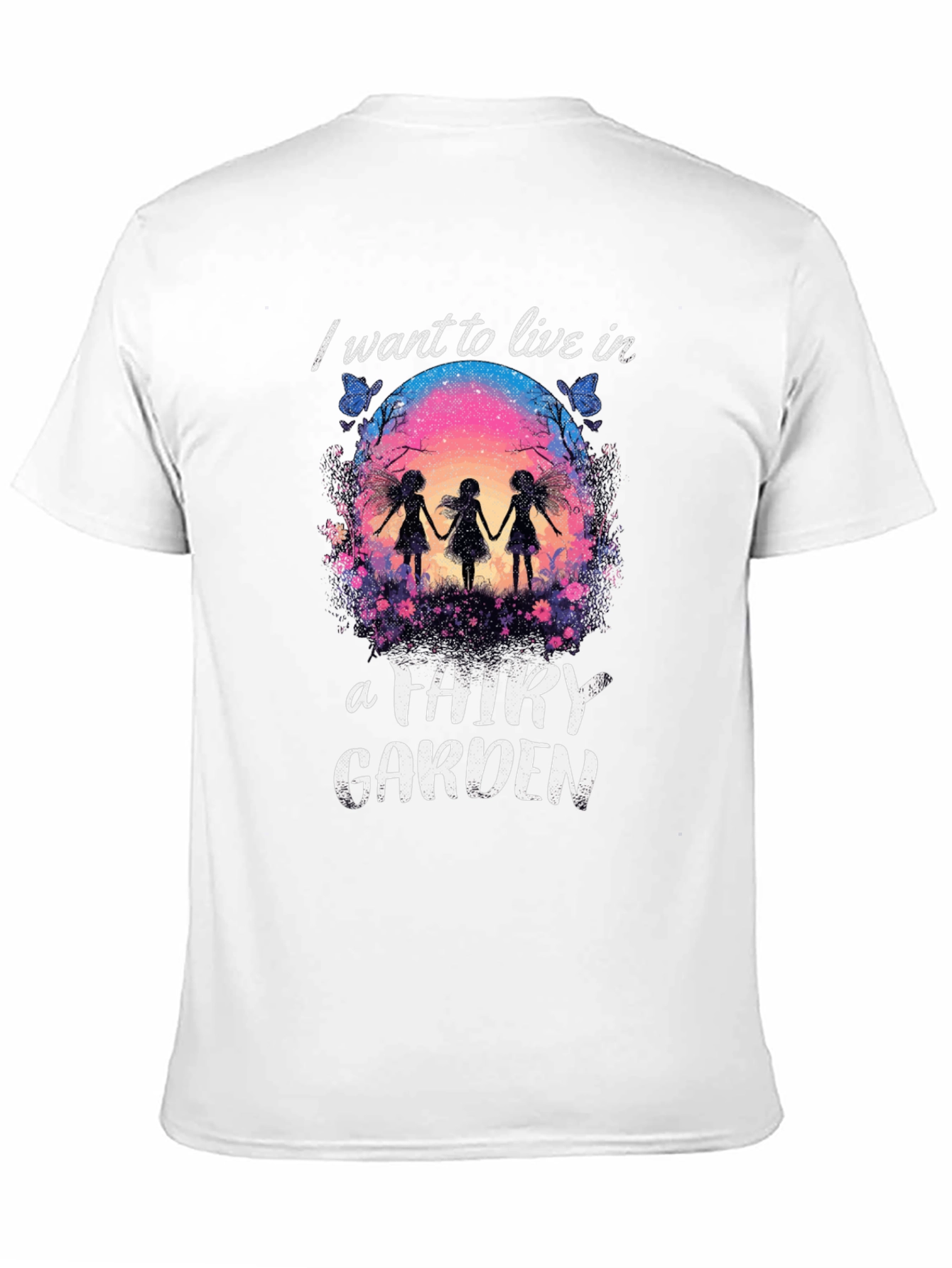 Fairy Garden Graphic Tee - Whimsical Black T-Shirt