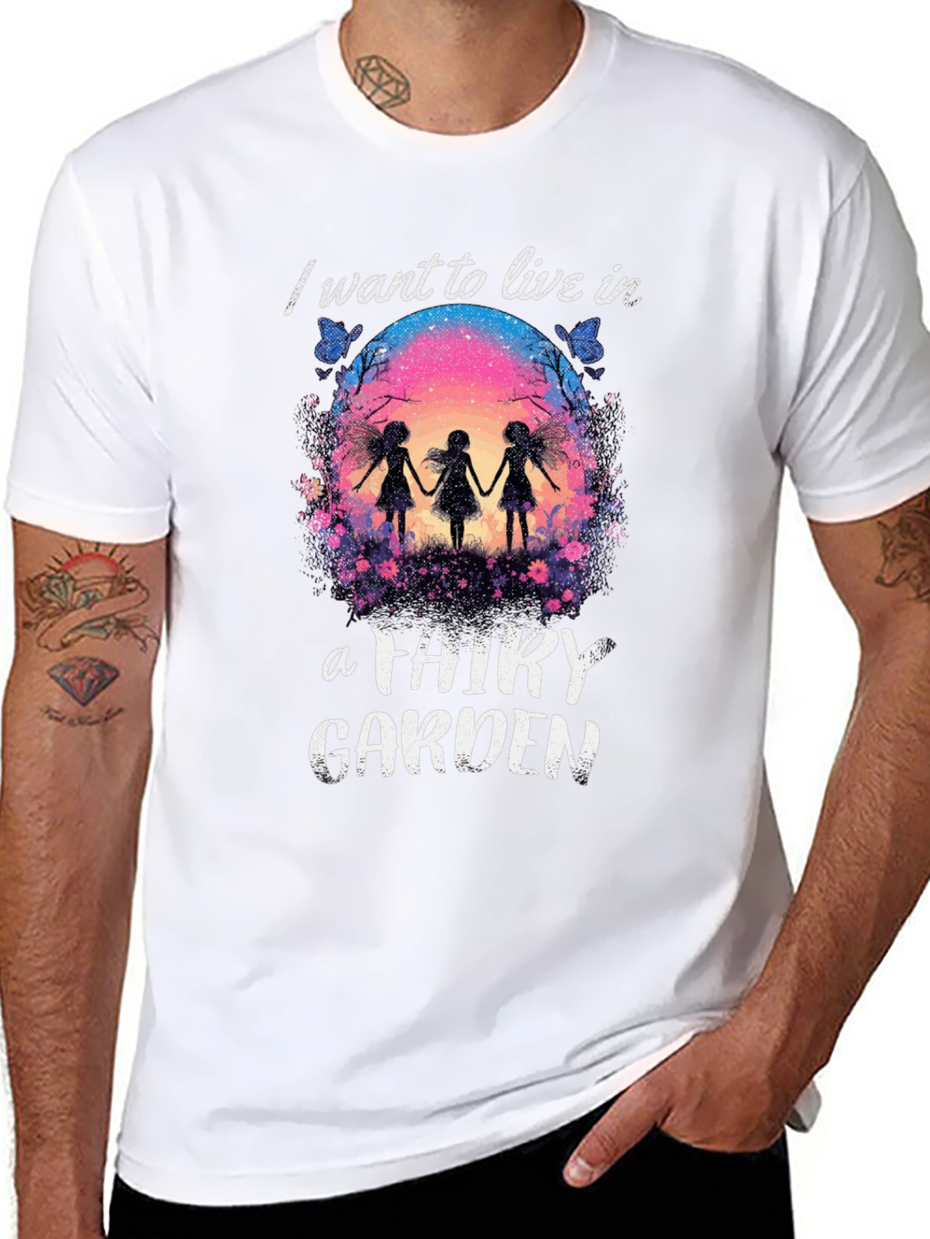 Fairy Garden Graphic Tee - Whimsical Black T-Shirt