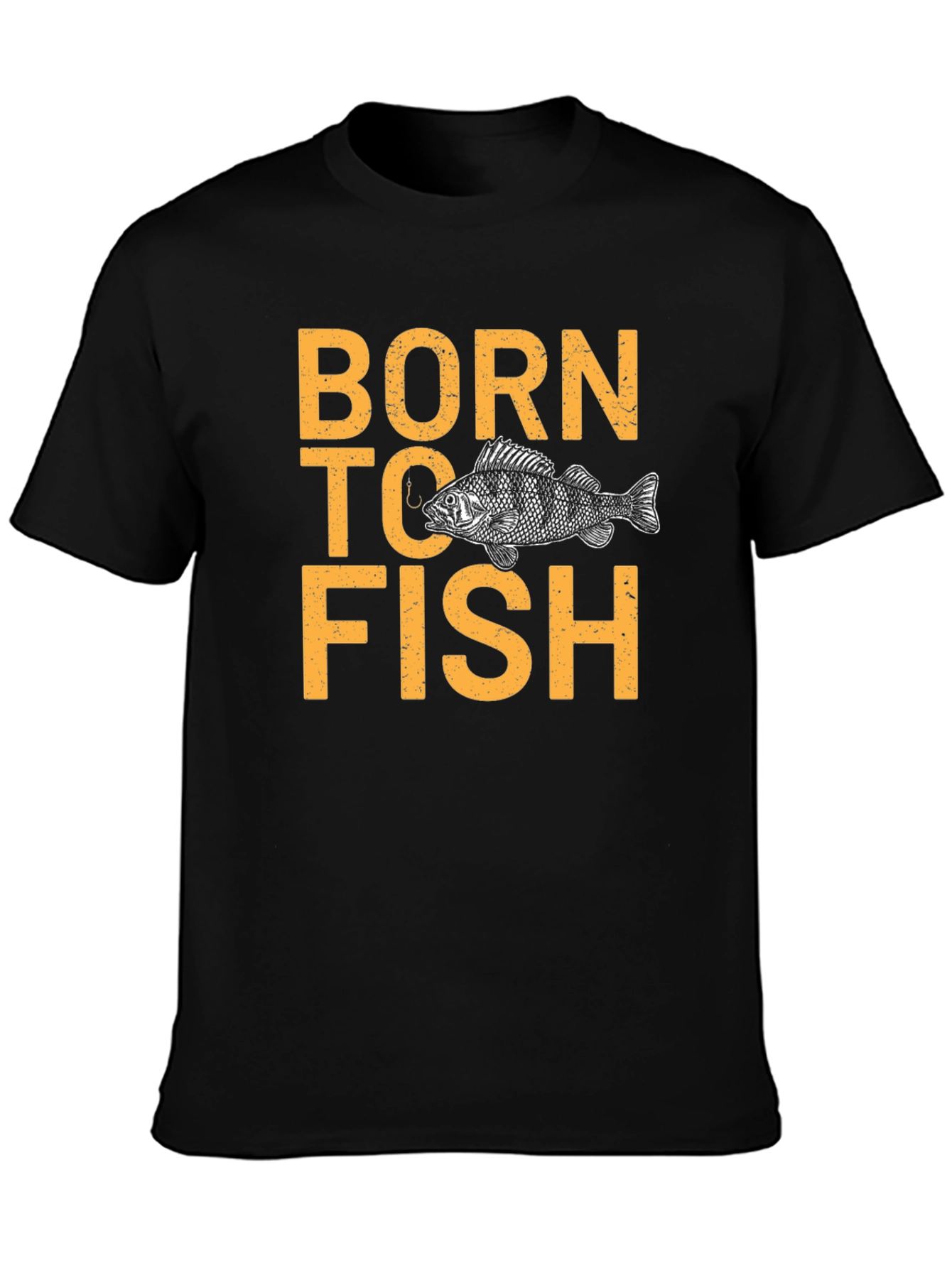 Born To Fish Graphic Print Black T-Shirt