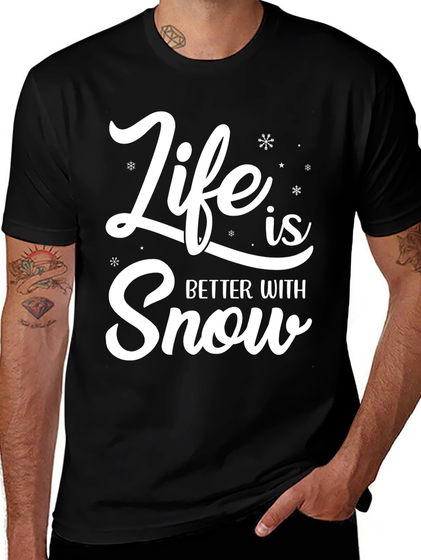 Life is Better with Snow Black T-Shirt