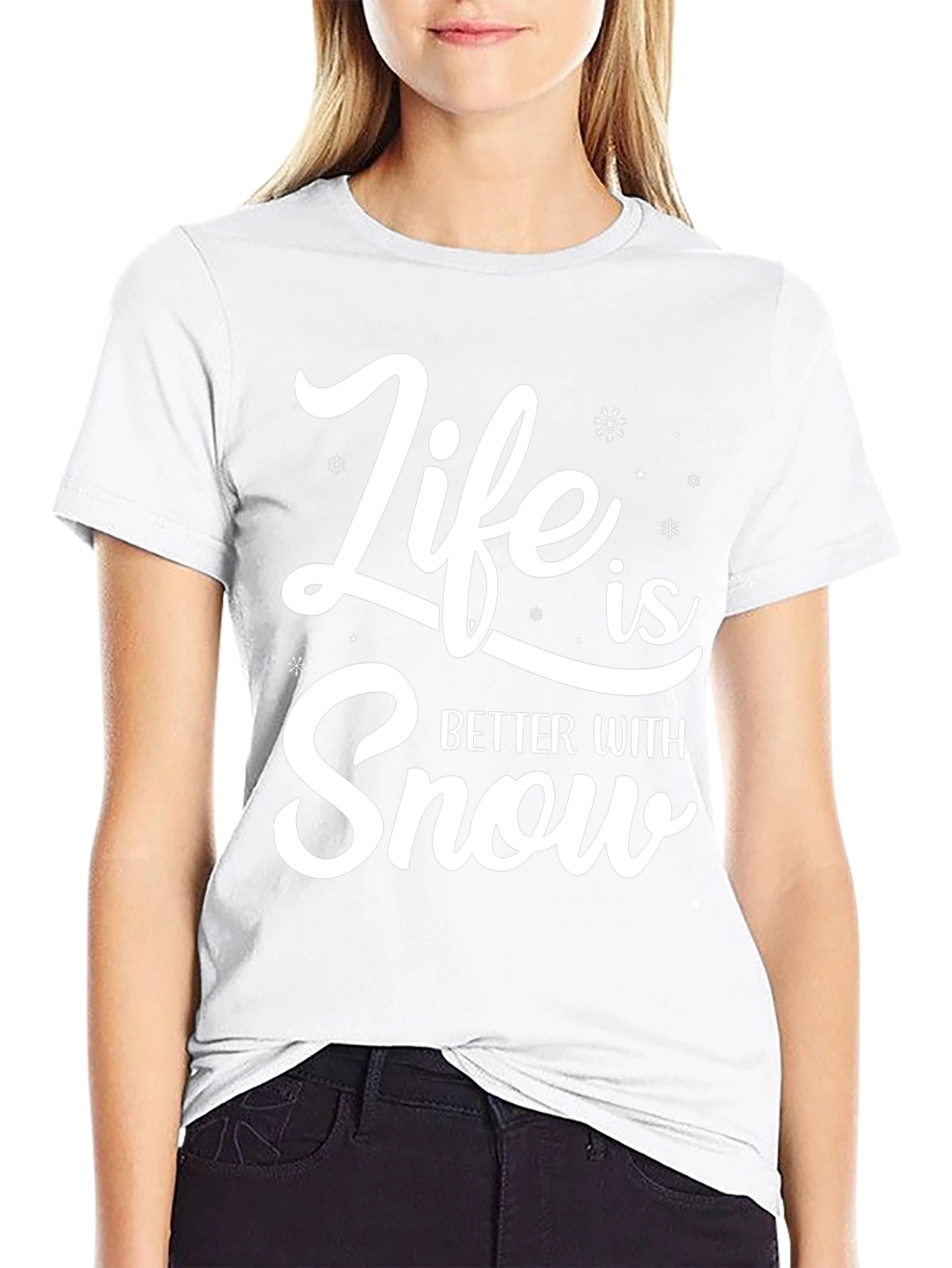 Life is Better with Snow Black T-Shirt