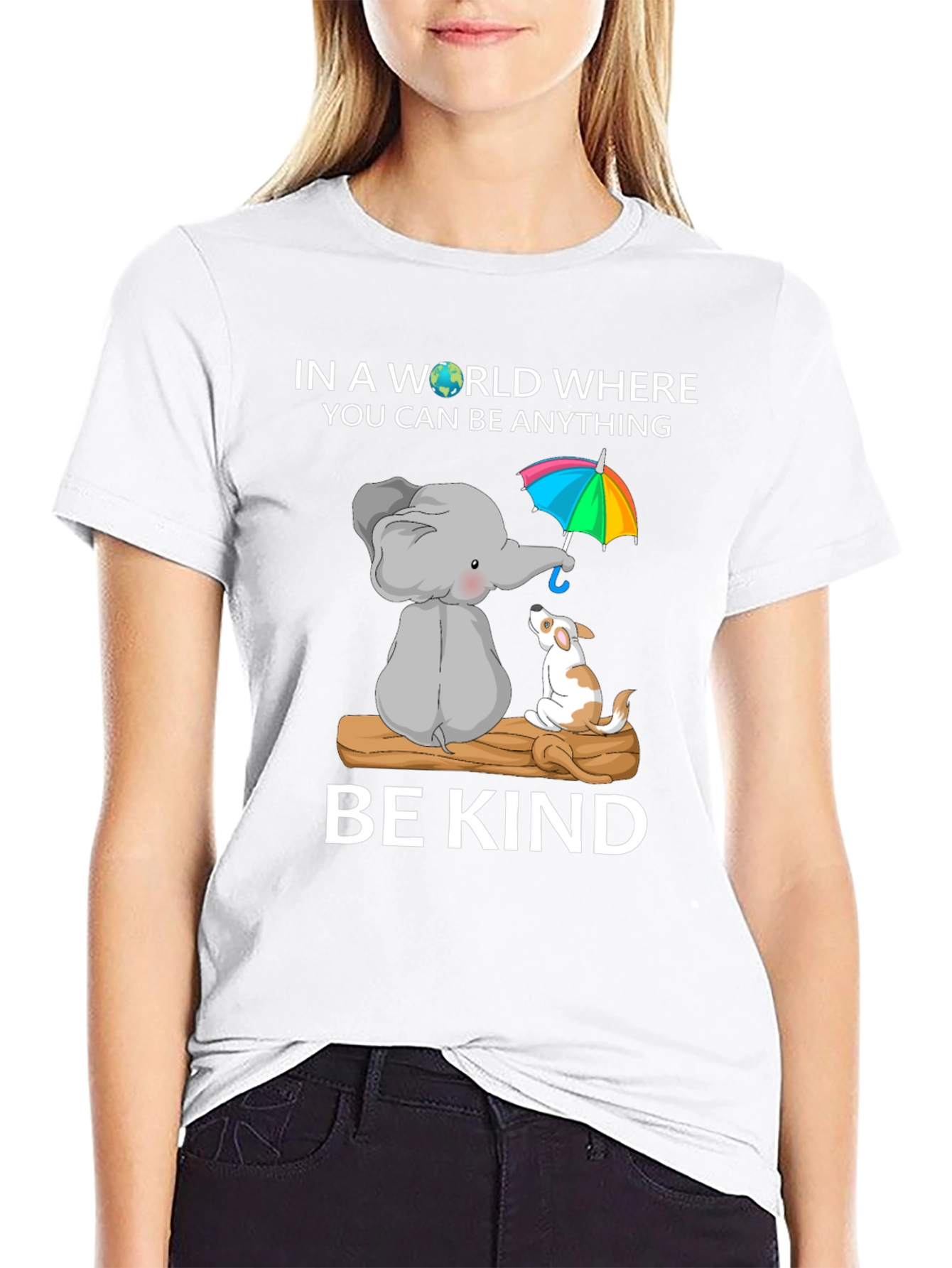 Be Kind T-Shirt - Elephant and Dog Design