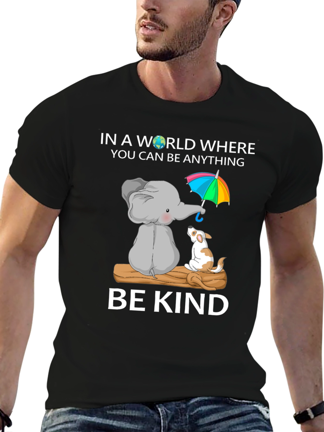 Be Kind T-Shirt - Elephant and Dog Design