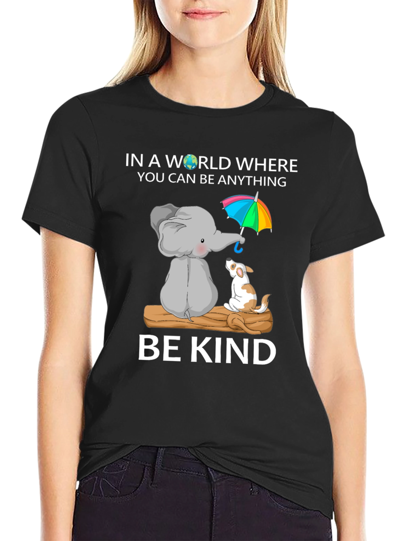 Be Kind T-Shirt - Elephant and Dog Design