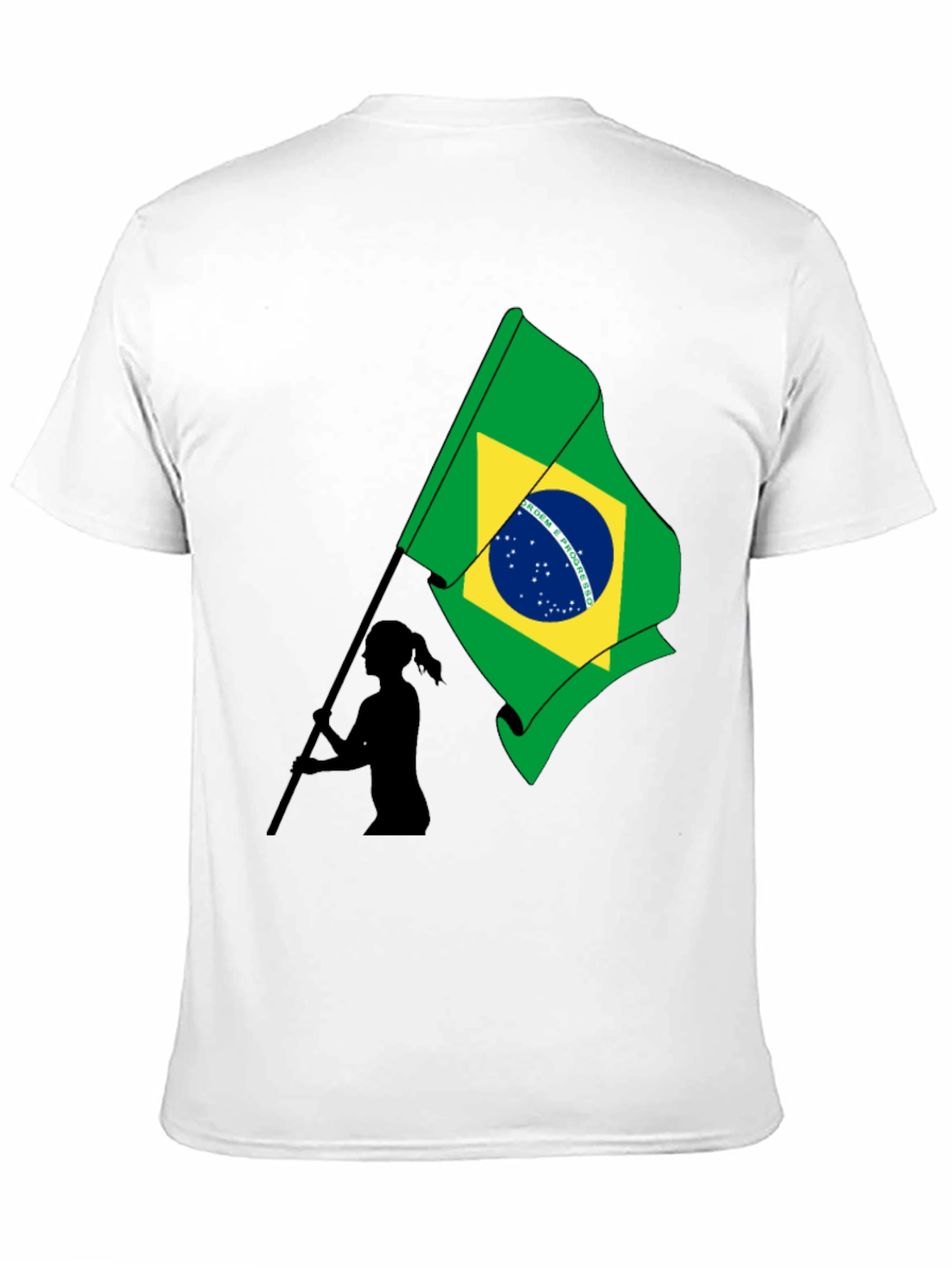 Brazil Flag Graphic Tee - Black Cotton T-Shirt