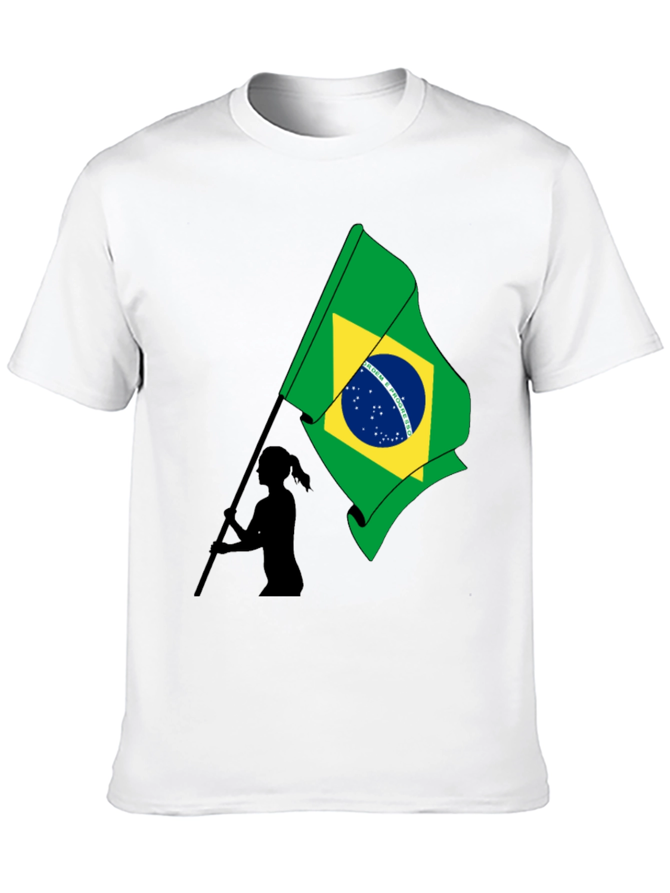 Brazil Flag Graphic Tee - Black Cotton T-Shirt
