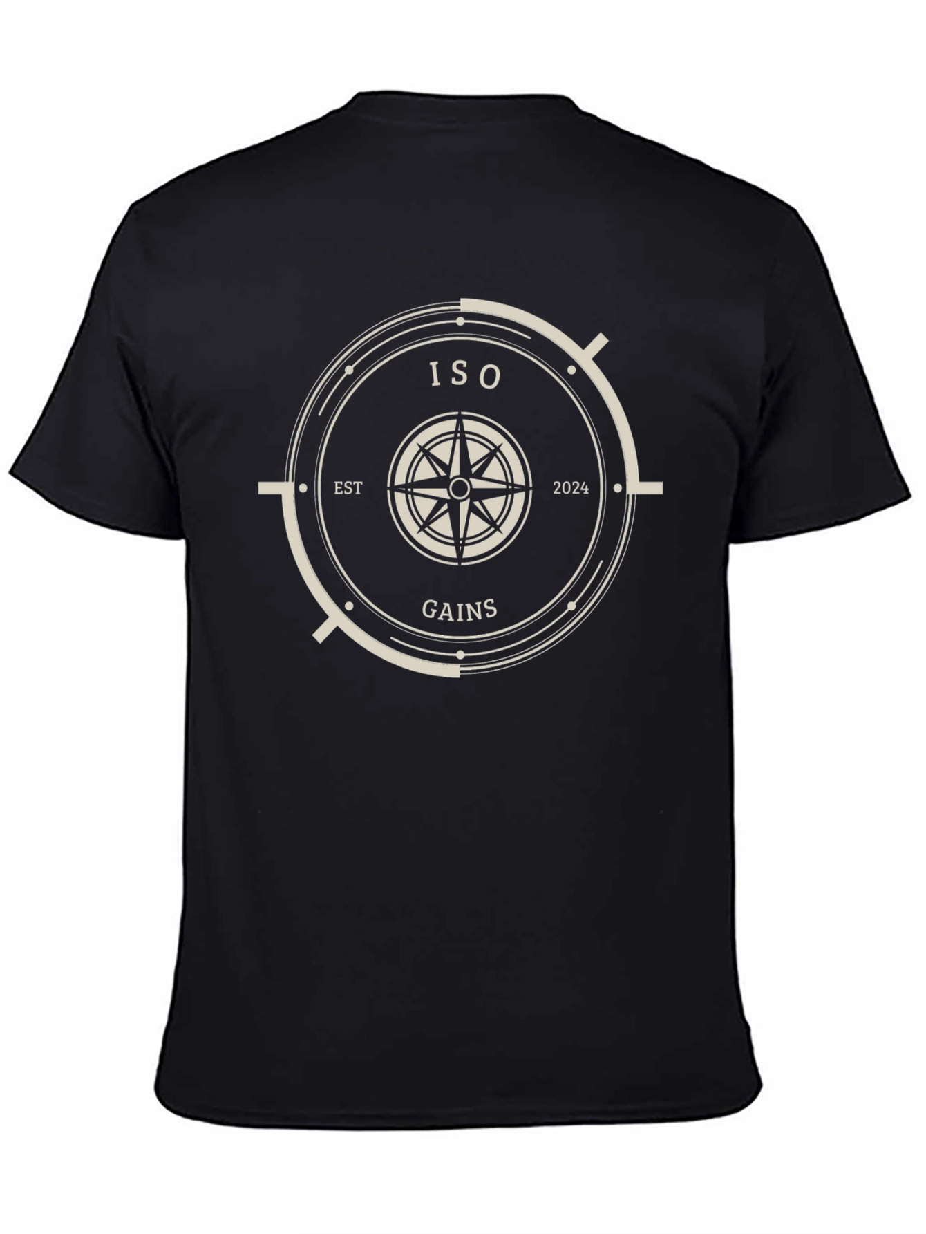 ISO Gains Black T-Shirt with Compass Design