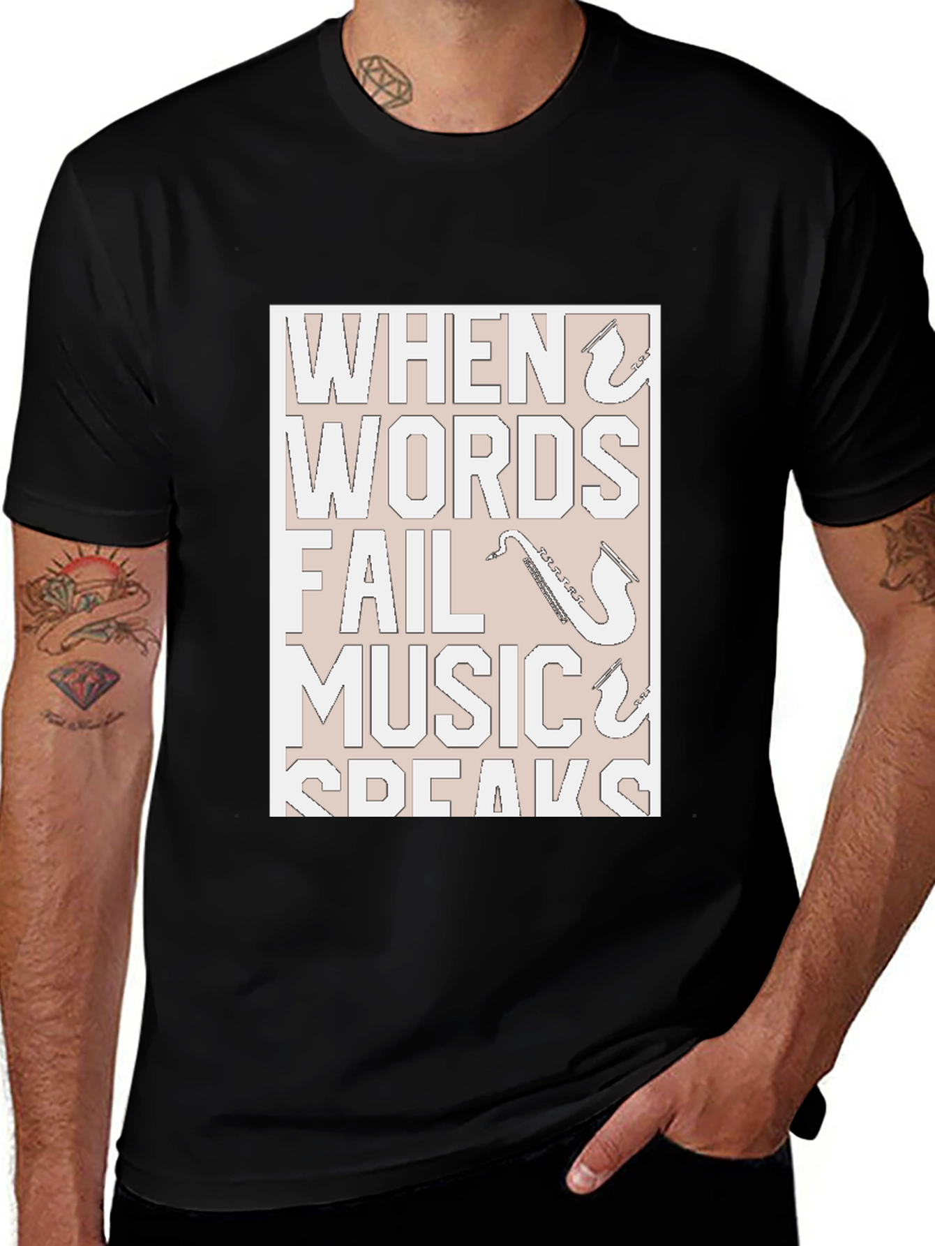 Music Speaks T-Shirt - Black Graphic Tee