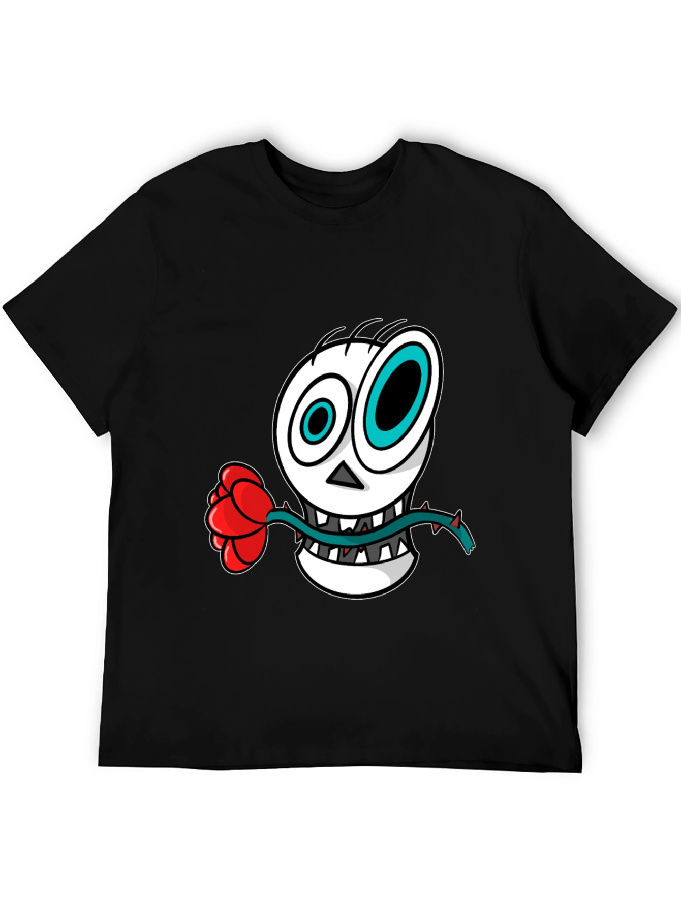 Skull & Rose Graphic Tee - Mens Black T-Shirt