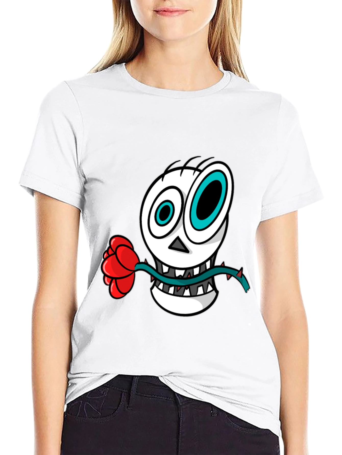 Skull & Rose Graphic Tee - Mens Black T-Shirt