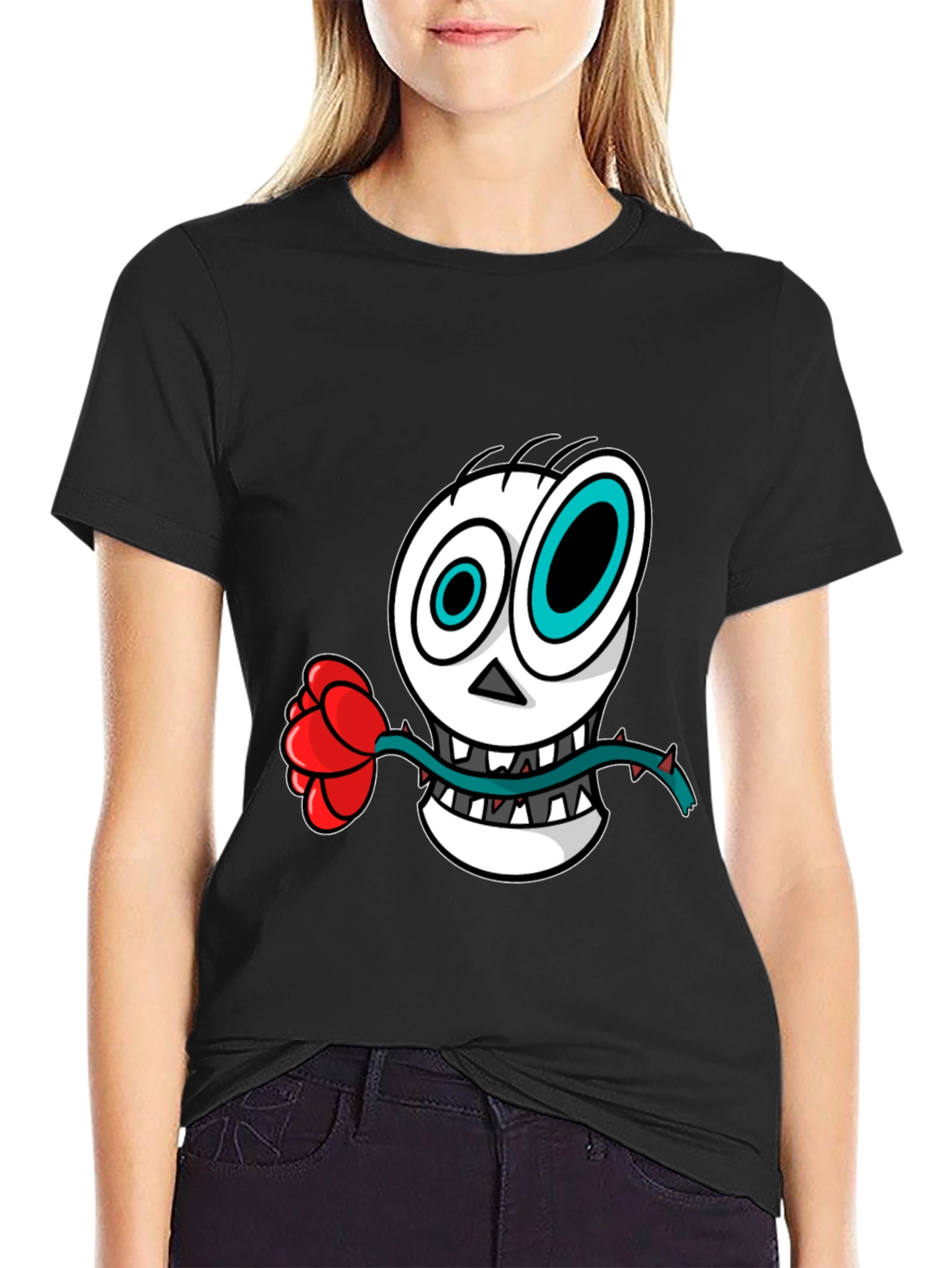 Skull & Rose Graphic Tee - Mens Black T-Shirt