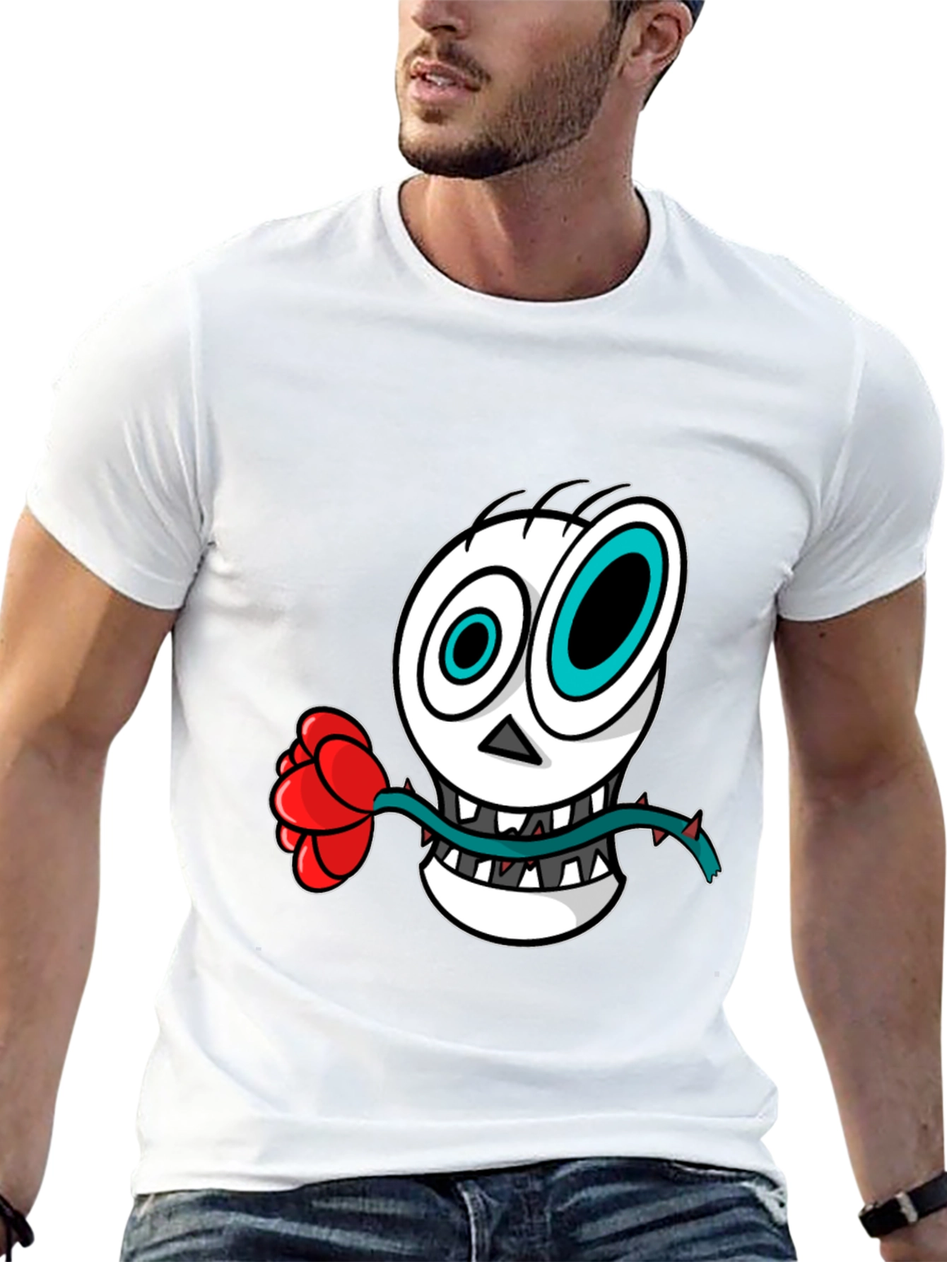 Skull & Rose Graphic Tee - Mens Black T-Shirt
