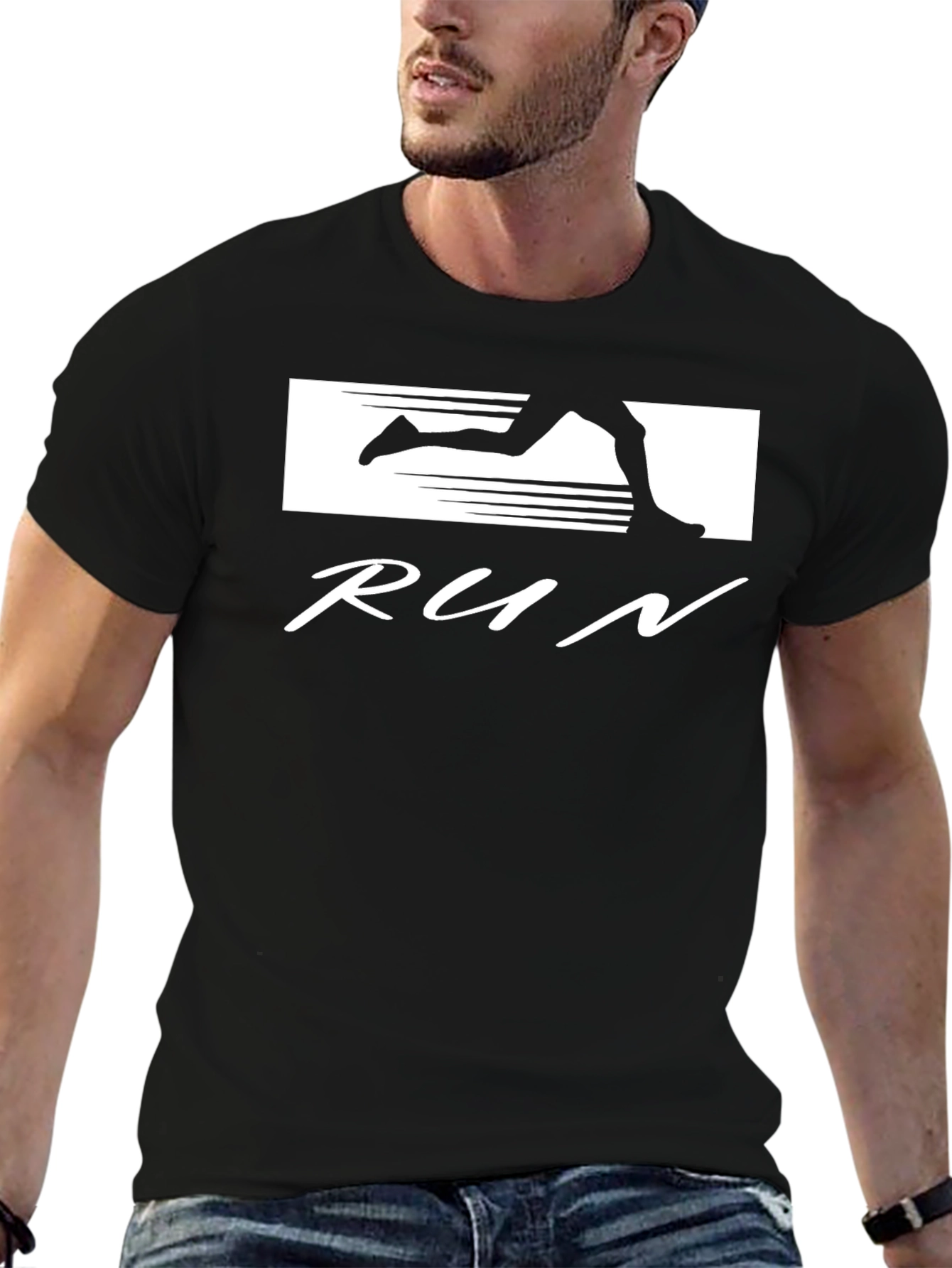 Run Graphic T-Shirt - Stylish Black Tee