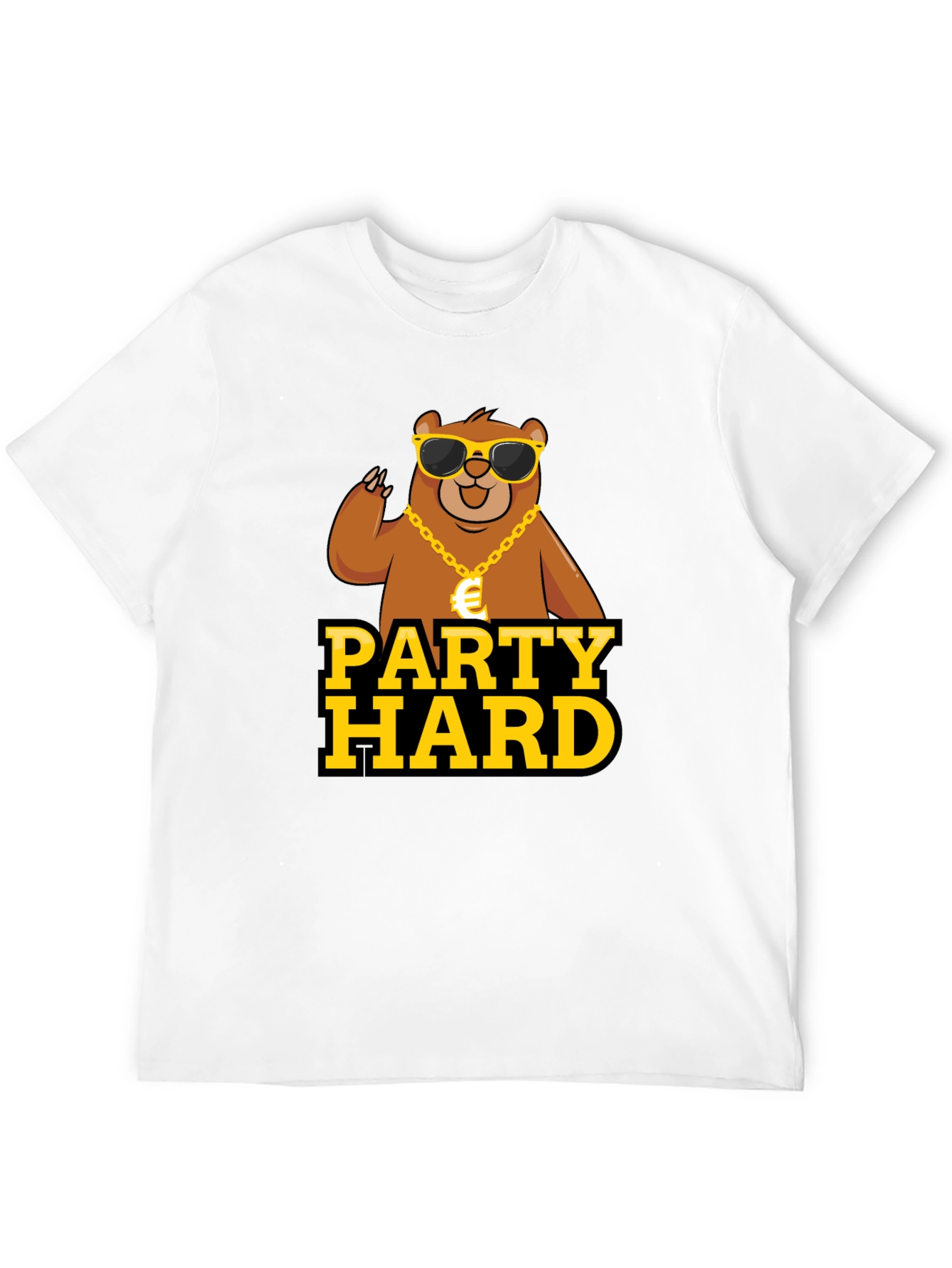 Party Hard Bear Graphic Tee - Black Cotton T-Shirt