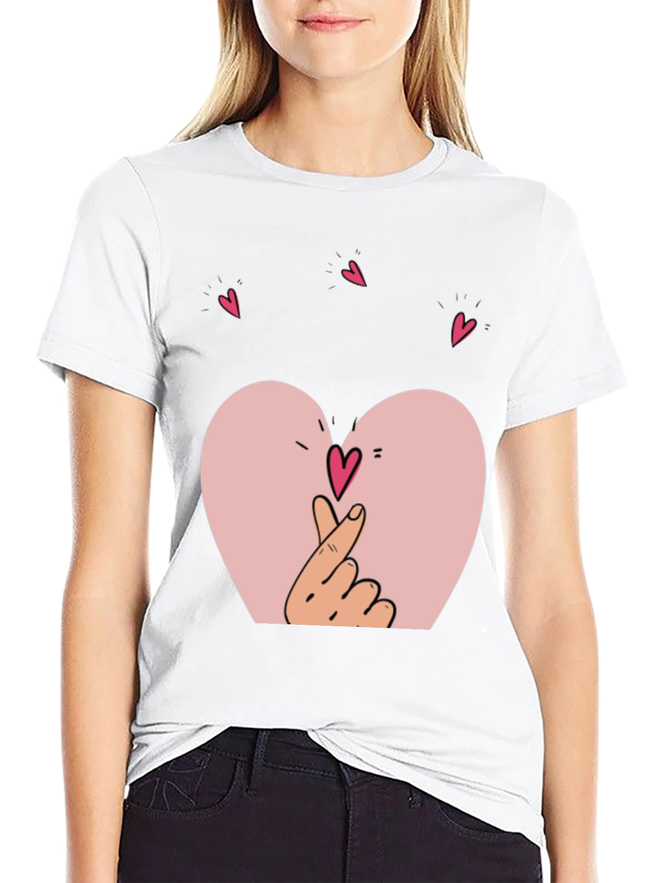 Heart Hands Graphic Black T-Shirt