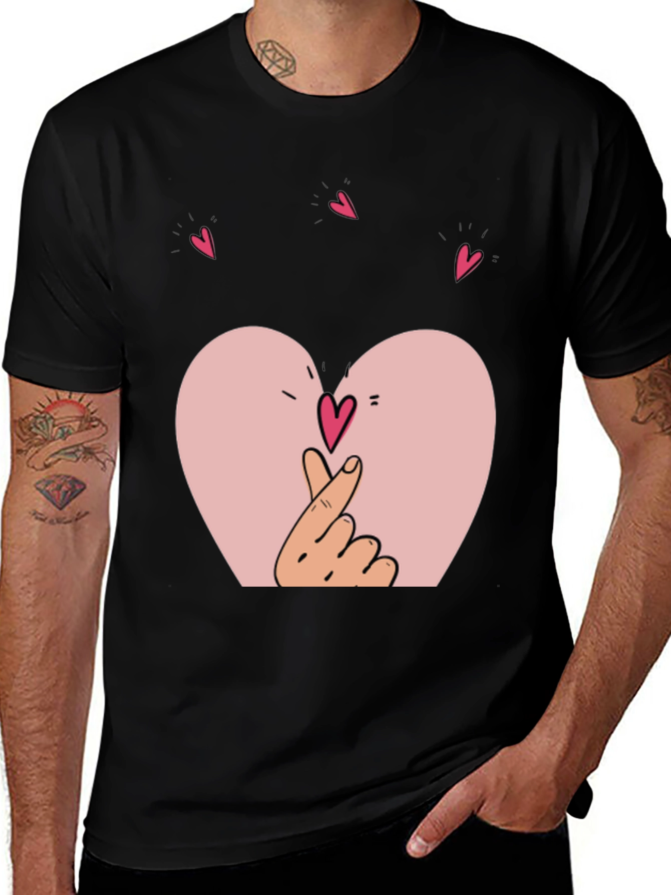 Heart Hands Graphic Black T-Shirt