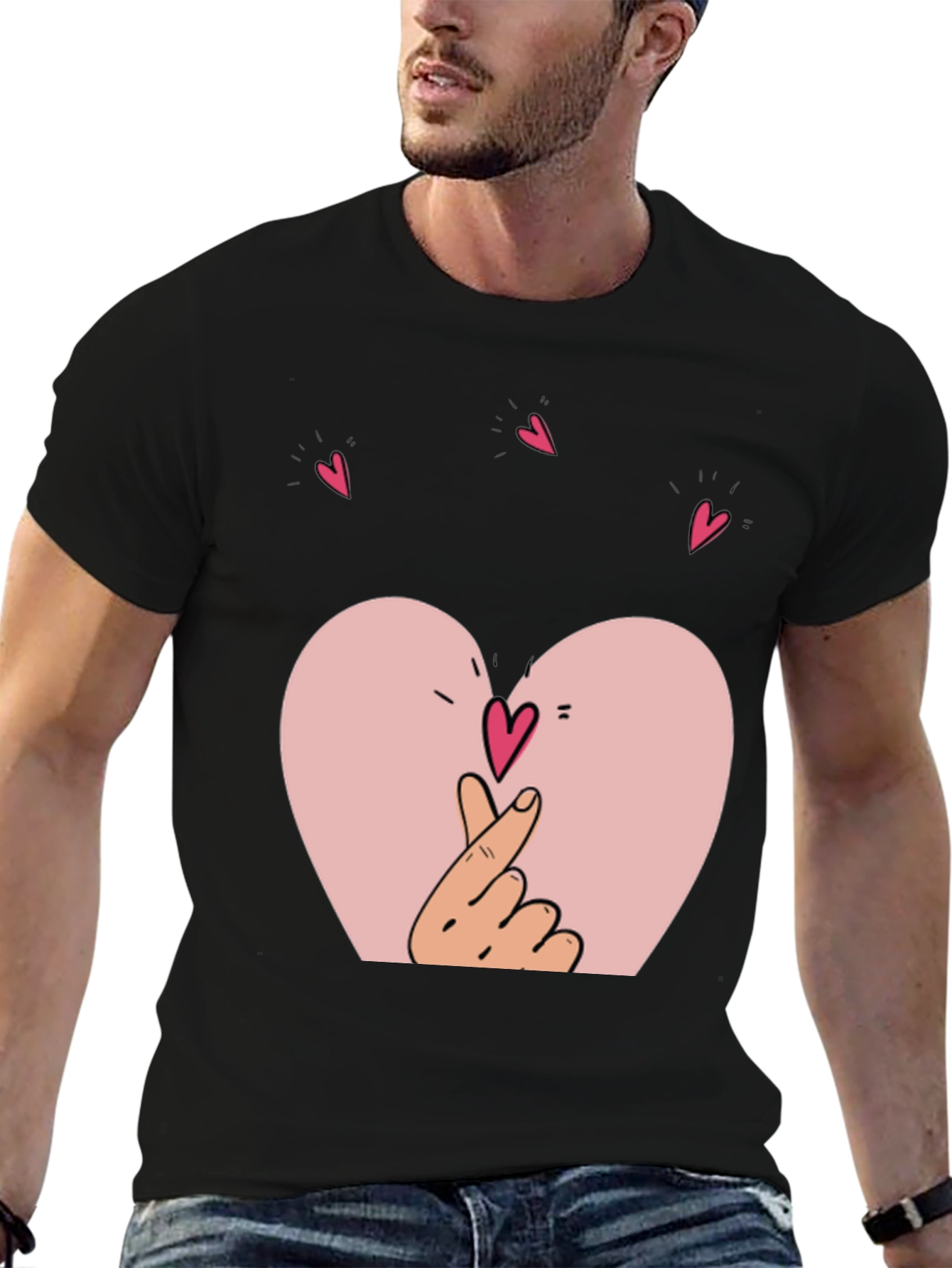 Heart Hands Graphic Black T-Shirt