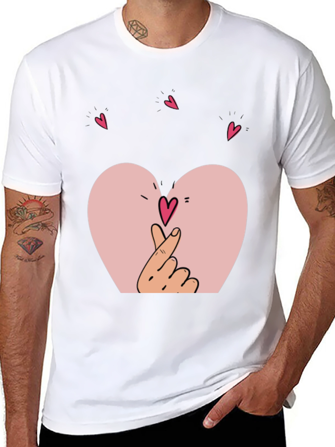 Heart Hands Graphic Black T-Shirt