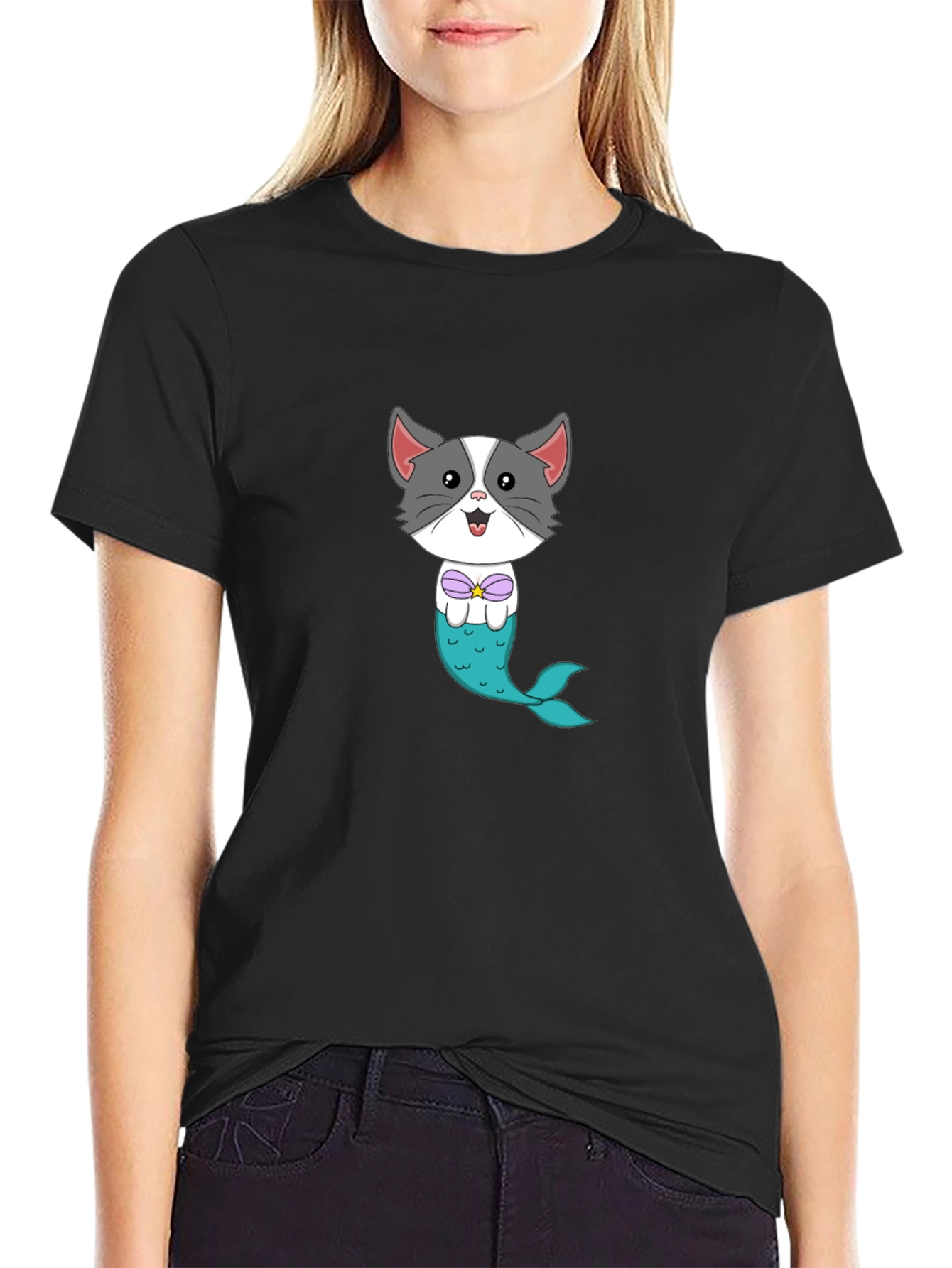 Cat Mermaid Graphic Tee - Fun Novelty Shirt