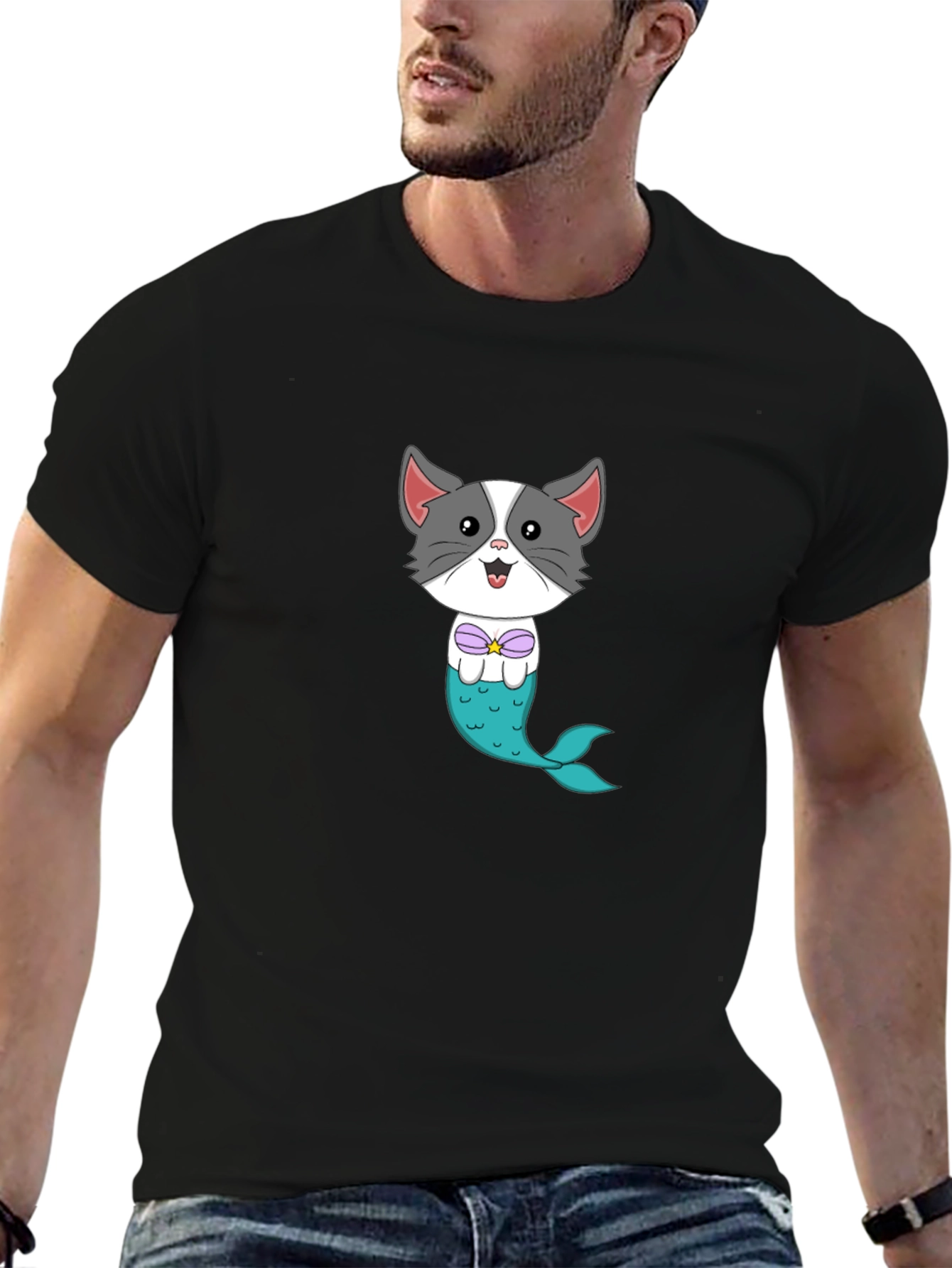 Cat Mermaid Graphic Tee - Fun Novelty Shirt