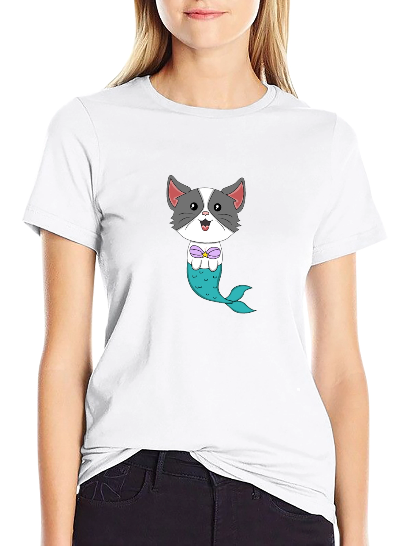 Cat Mermaid Graphic Tee - Fun Novelty Shirt