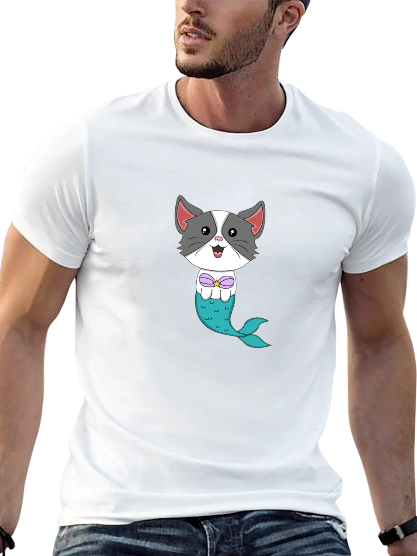 Cat Mermaid Graphic Tee - Fun Novelty Shirt