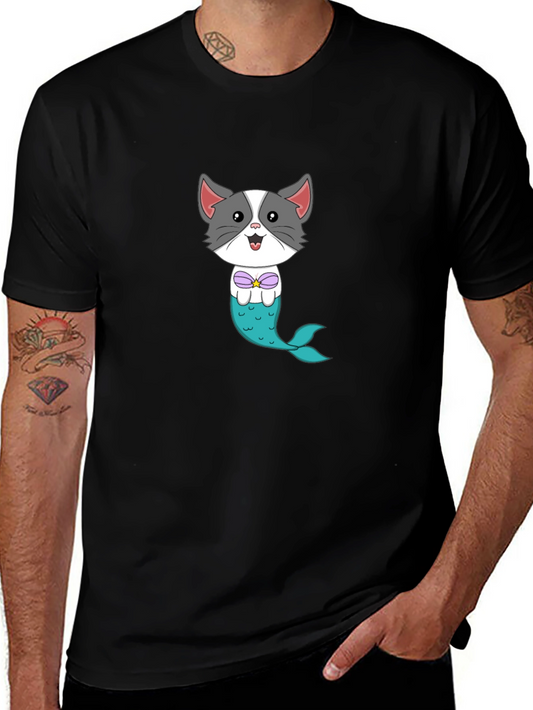 Cat Mermaid Graphic Tee - Fun Novelty Shirt