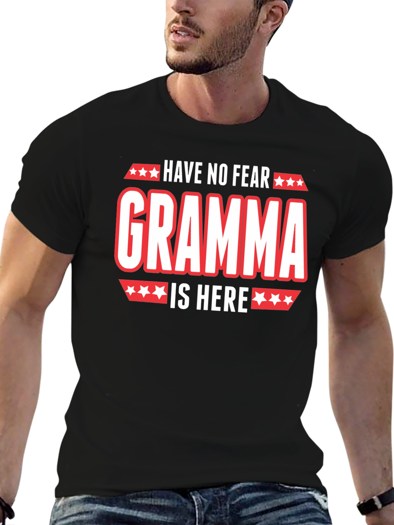 Have No Fear Gramma Is Here Black T-Shirt