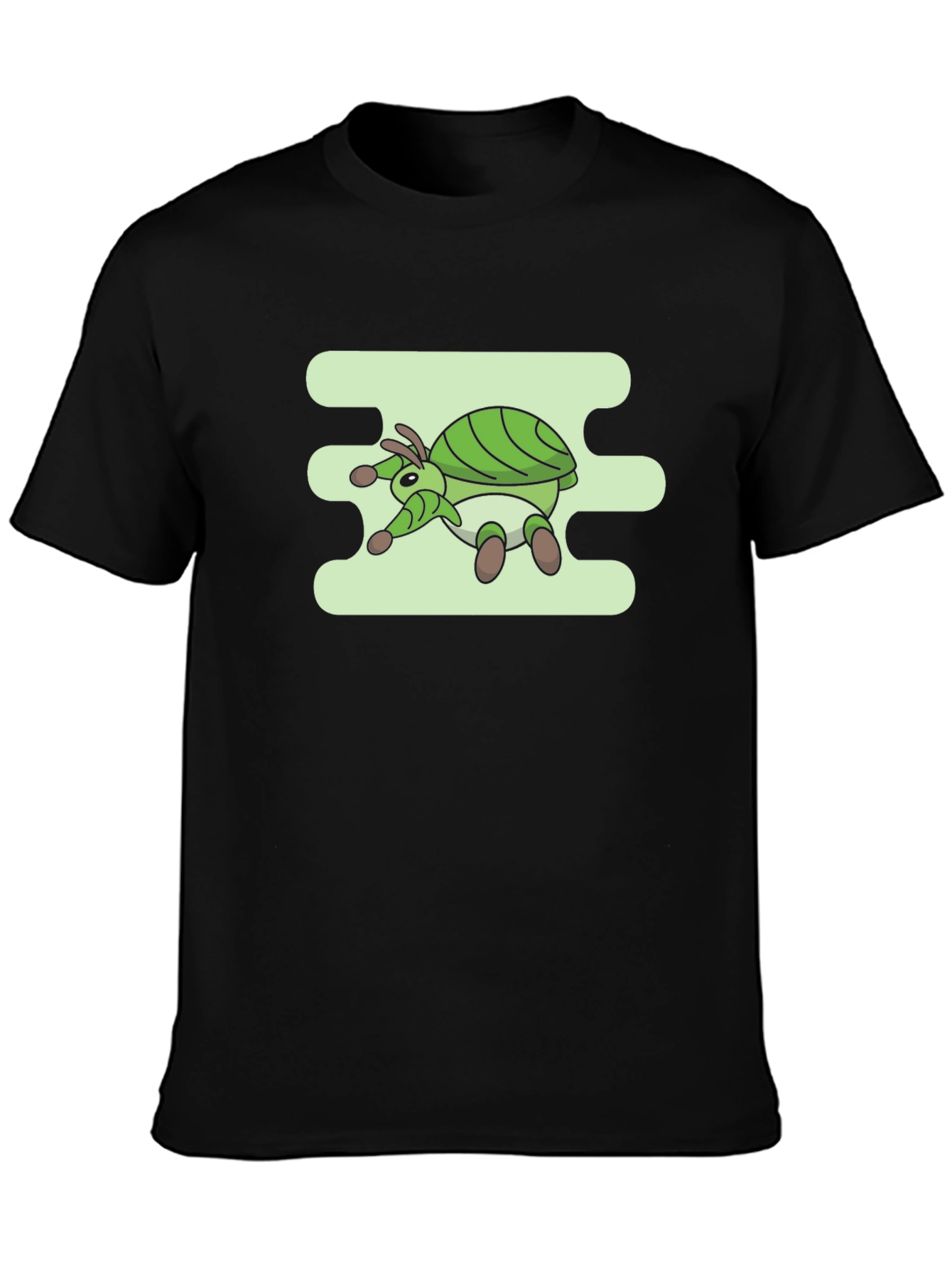 Green Bug Graphic Tee - Mens Casual Black T-Shirt