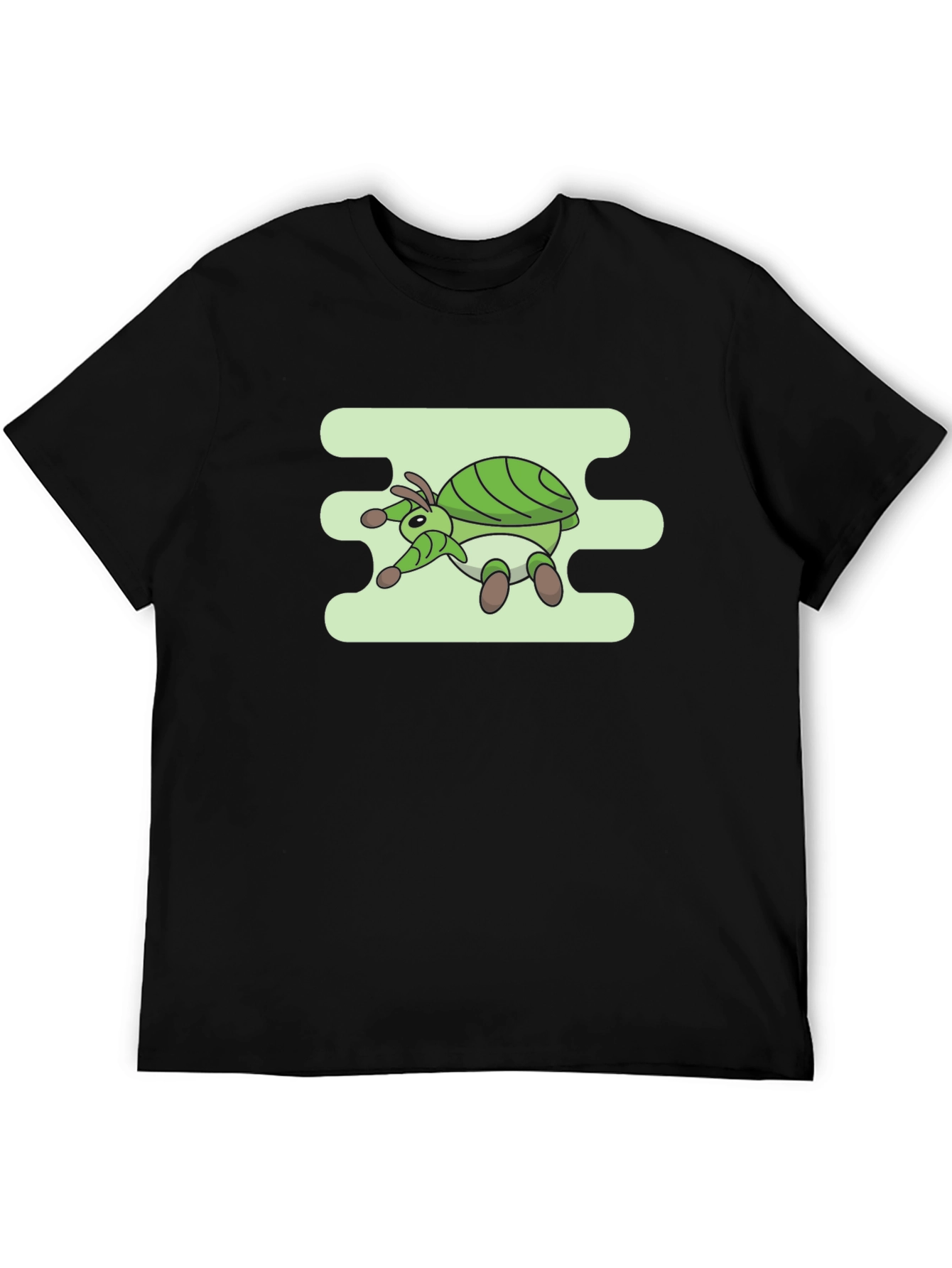 Green Bug Graphic Tee - Mens Casual Black T-Shirt