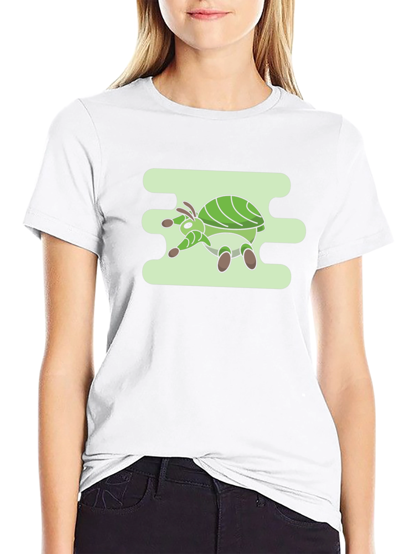 Green Bug Graphic Tee - Mens Casual Black T-Shirt
