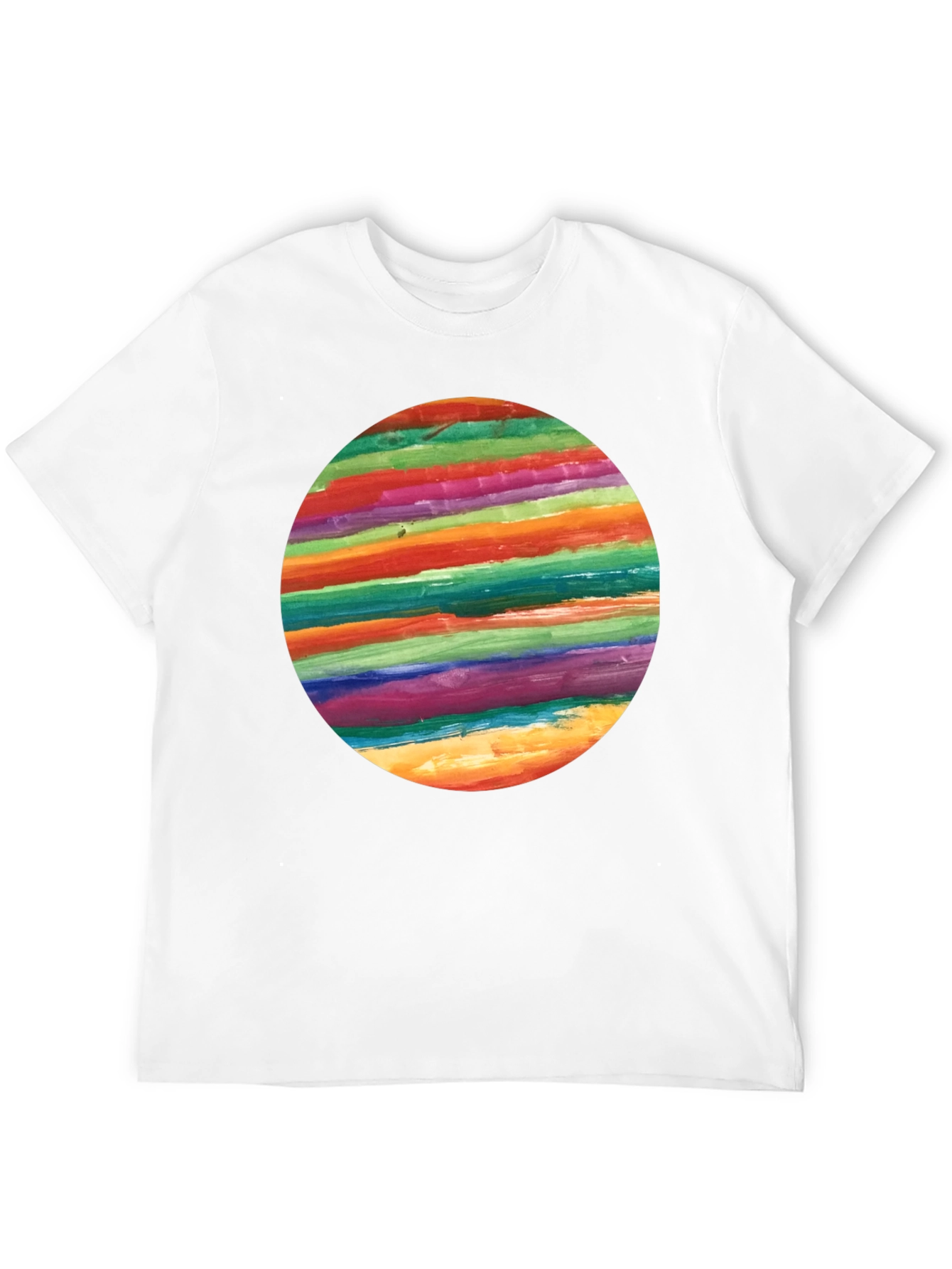 Rainbow Stripe Circle Graphic Black T-Shirt