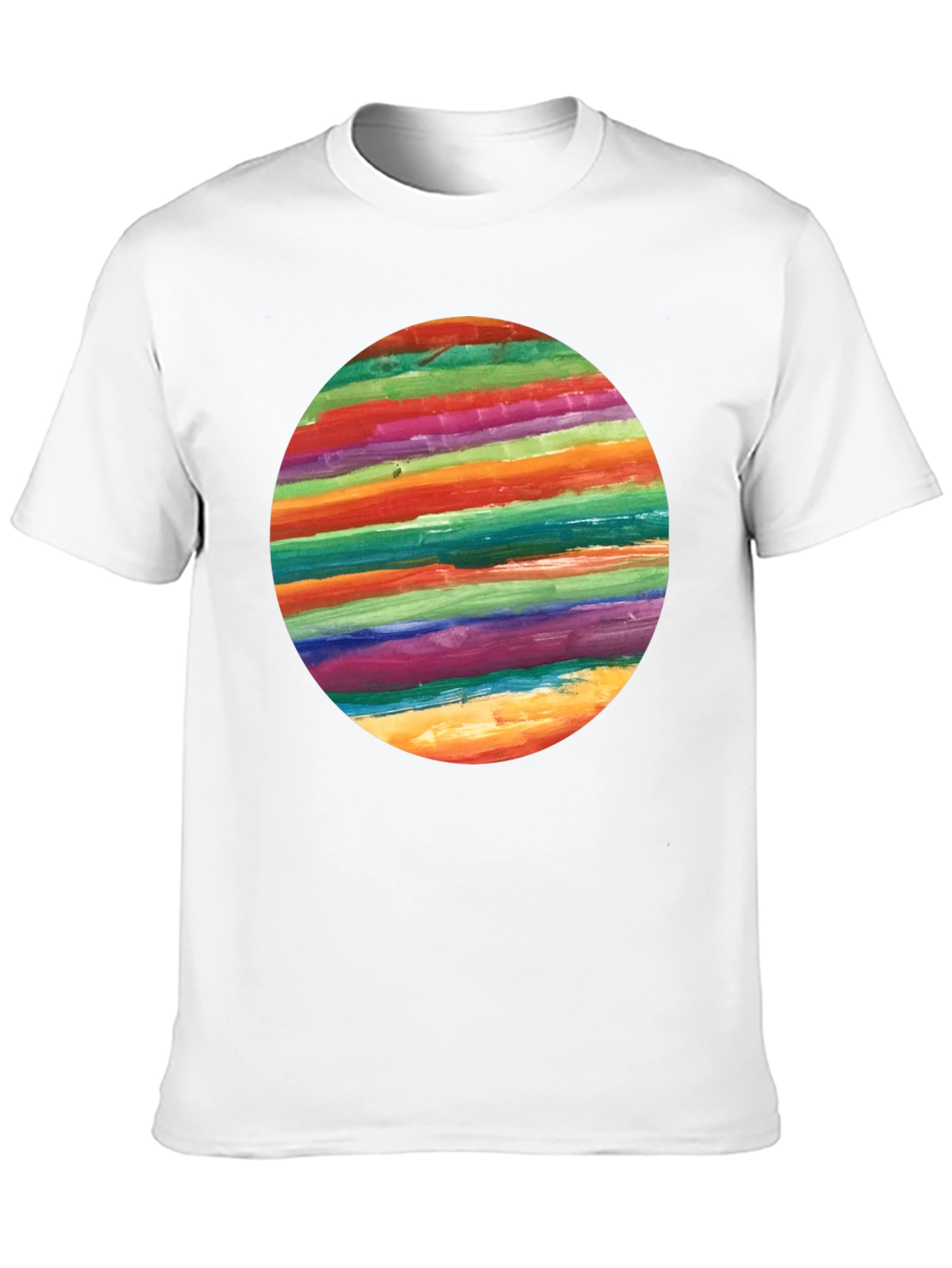 Rainbow Stripe Circle Graphic Black T-Shirt