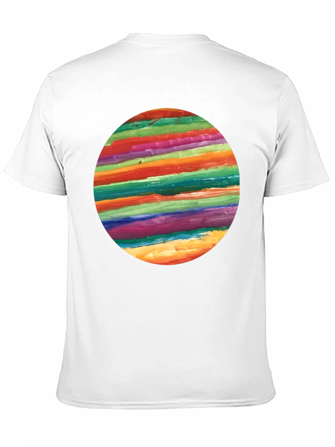 Rainbow Stripe Circle Graphic Black T-Shirt