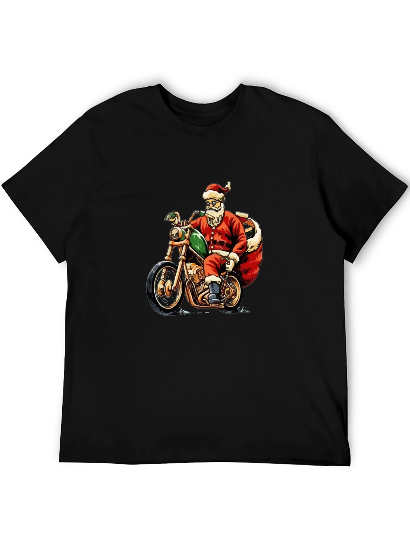 Santa Biker T-Shirt - Holiday Motorcycle Tee