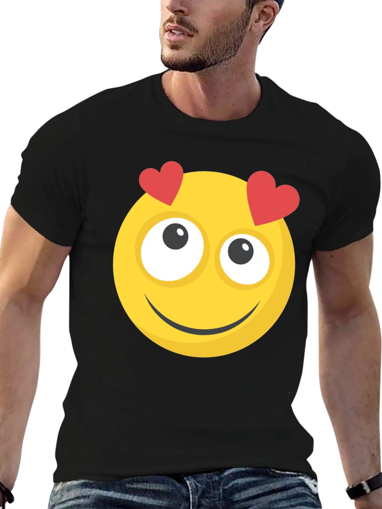 Emoji Heart Eyes Graphic Tee - Black