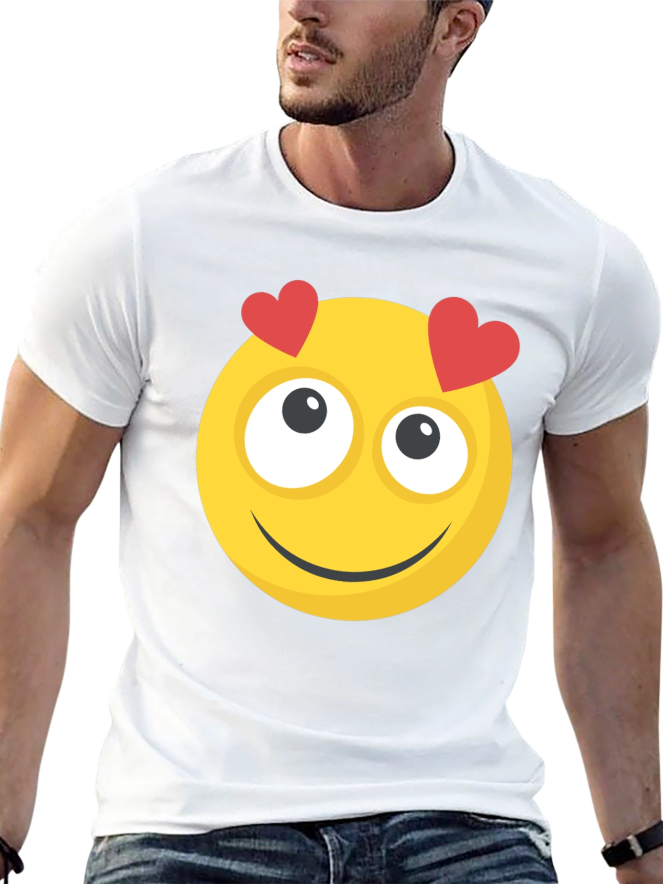 Emoji Heart Eyes Graphic Tee - Black