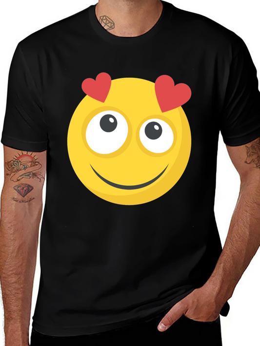 Emoji Heart Eyes Graphic Tee - Black