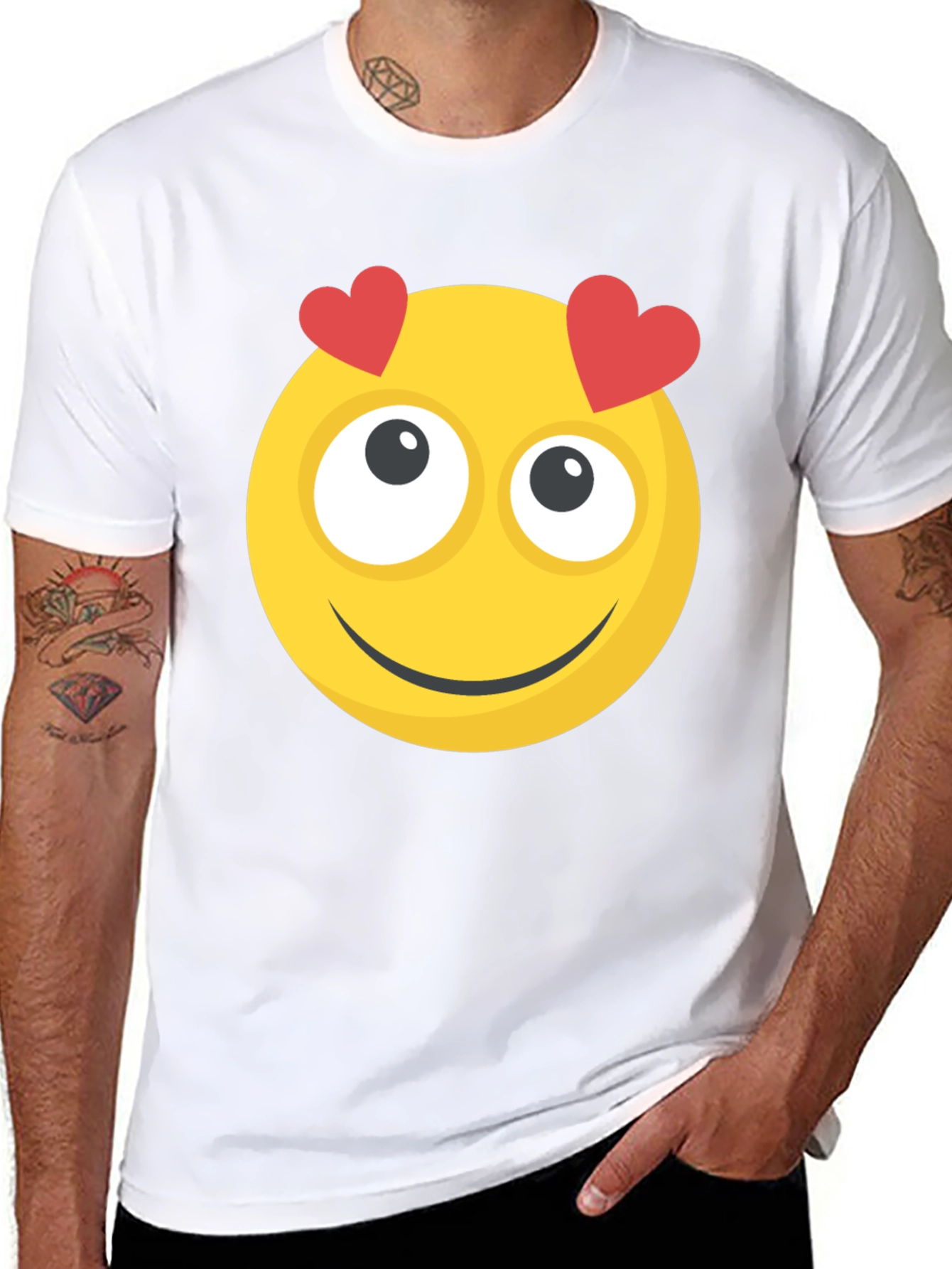 Emoji Heart Eyes Graphic Tee - Black
