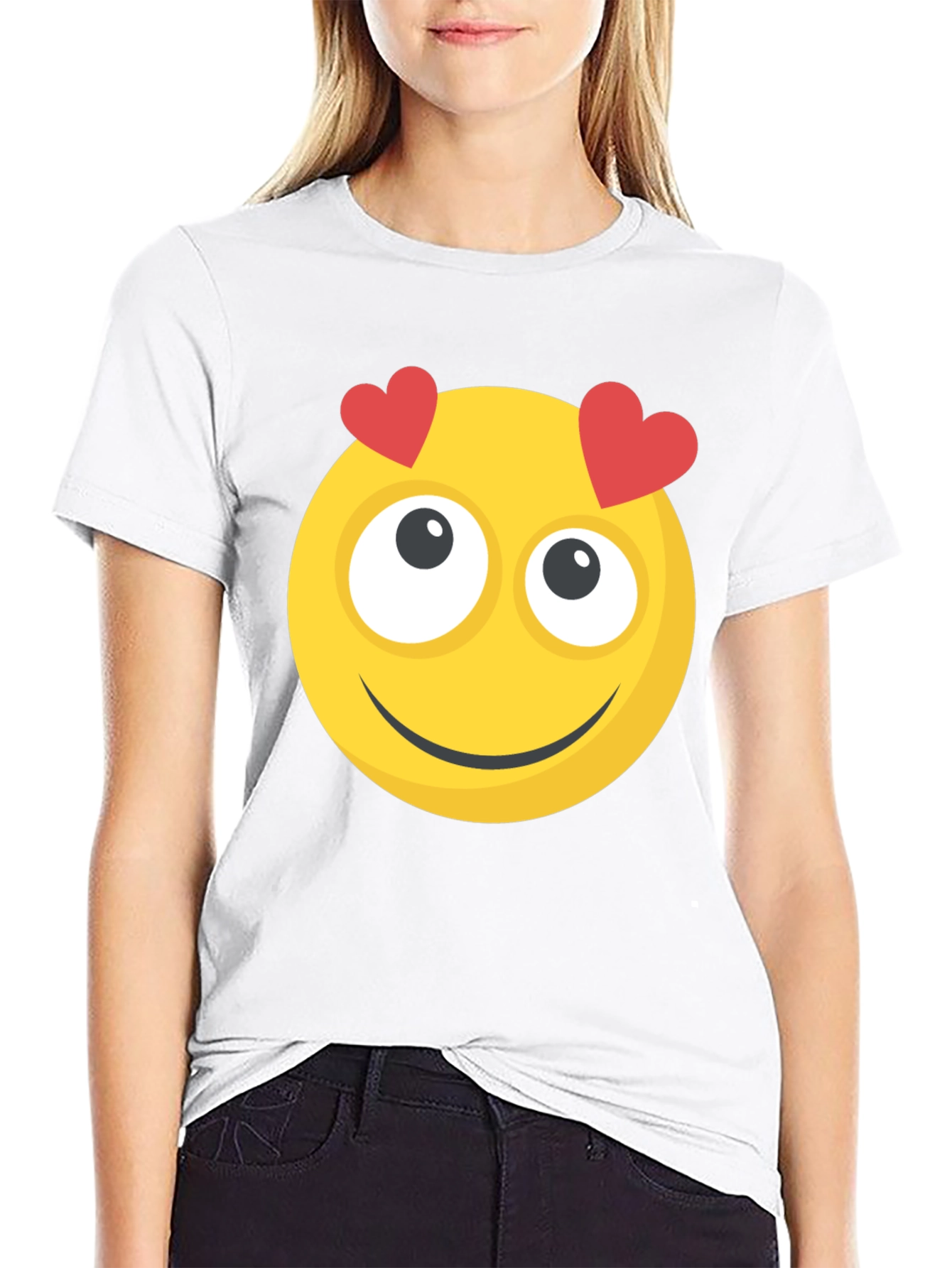 Emoji Heart Eyes Graphic Tee - Black